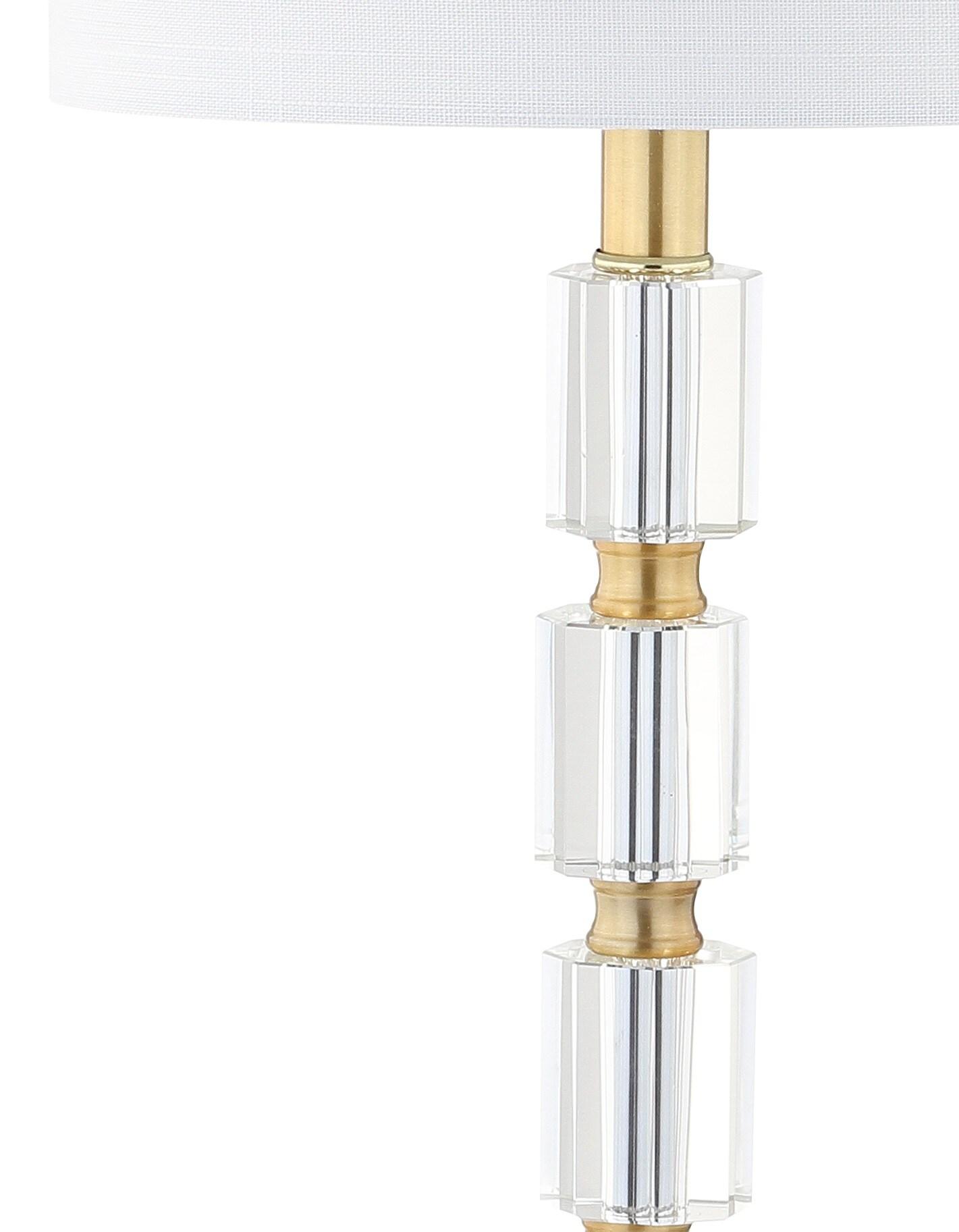 JONATHAN Y JYL5001A-SET2 Claire 28.5" Crystal LED Table Lamp, Clear/Brass (Set of 2)