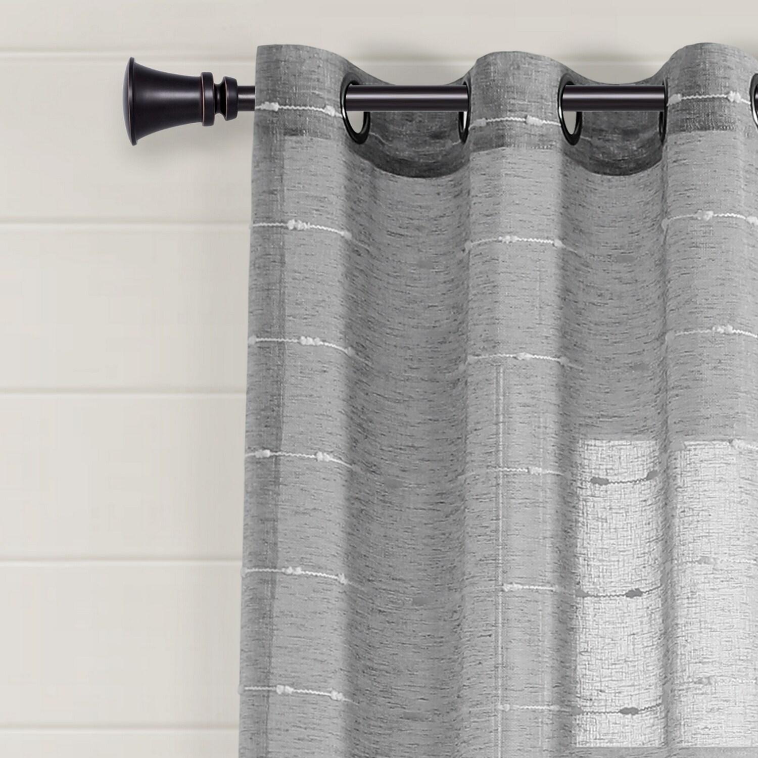 Lush Decor Farmhouse Textured Sheer Polyester Sheer Curtain Pair (Set of 2)