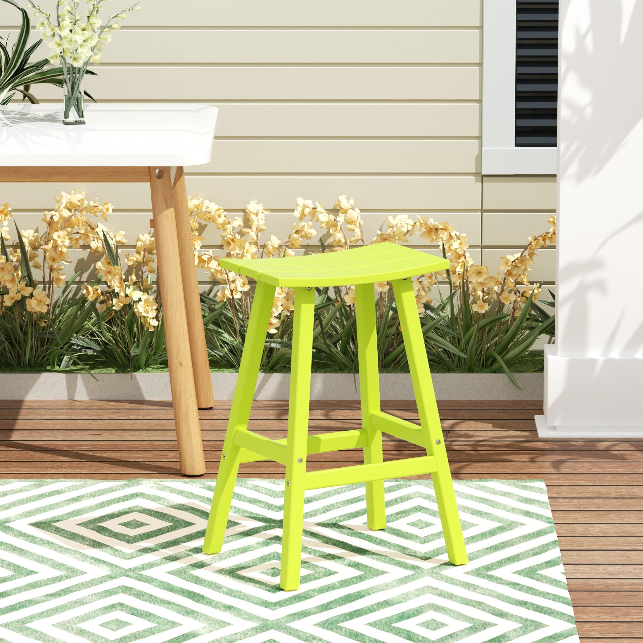 Polytrends  Laguna Hdpe All Weather Outdoor Patio 29" Saddle Seat Bar Stool Lime