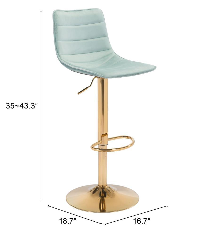 Contemporary Swivel Adjustable Bar Stool in Light Green & Gold