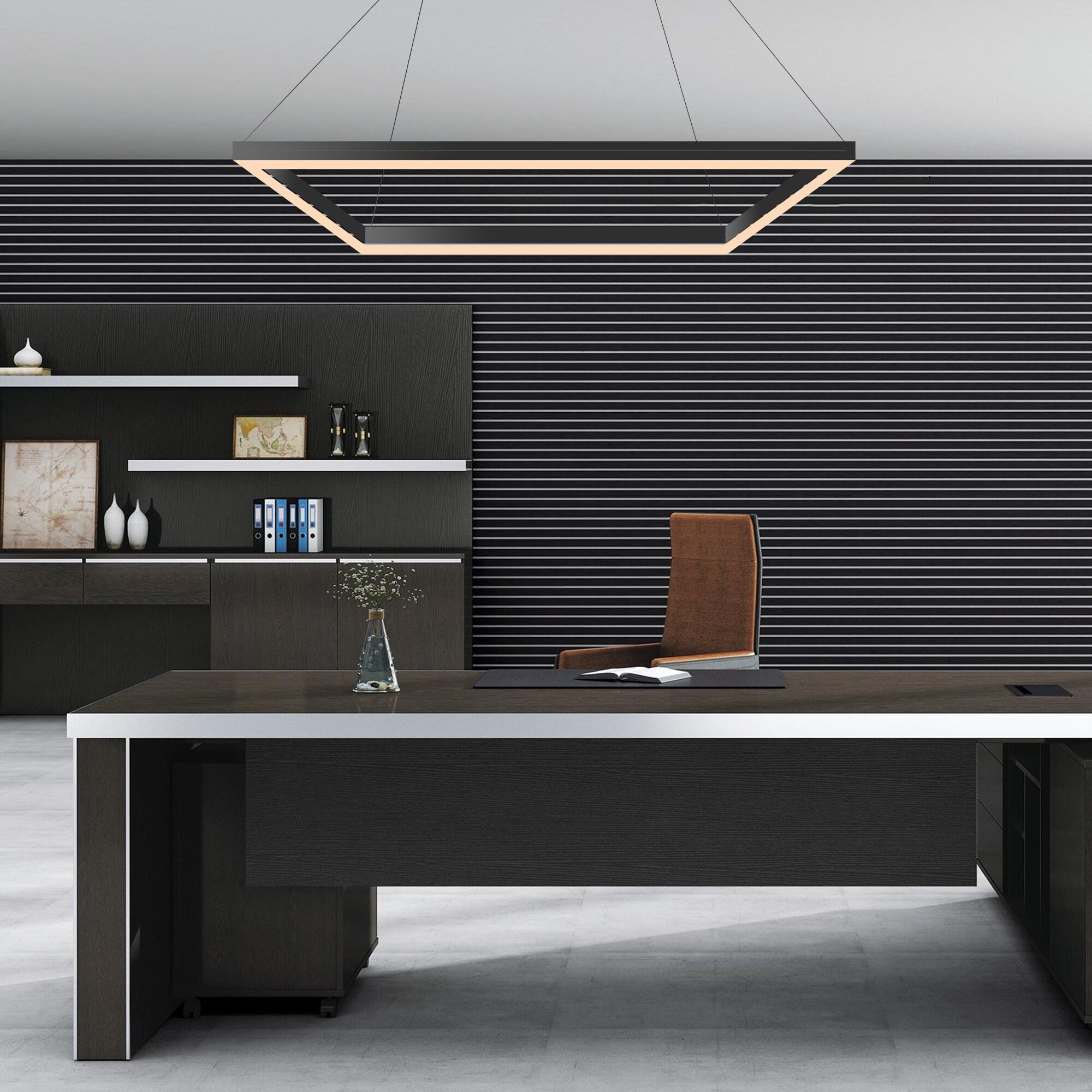Nero 23.63" Square Contemporary Modern Metal Integrated LED Pendant Light, Black