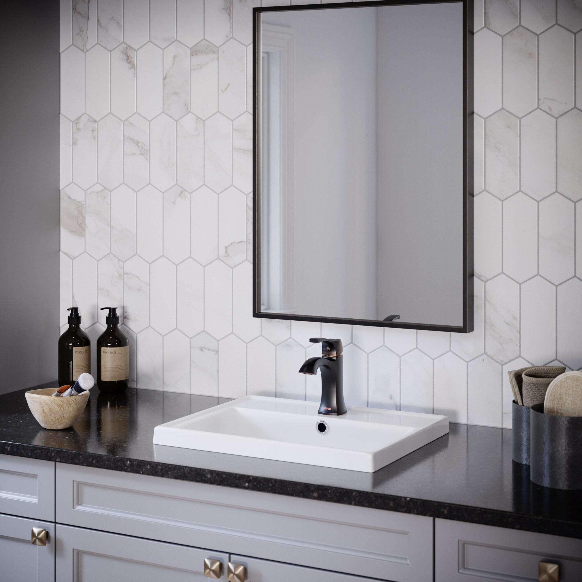 Karran Valera 20 In. Top Mount Vitreous China Rectangular Bathroom Sink With Overflow Drain