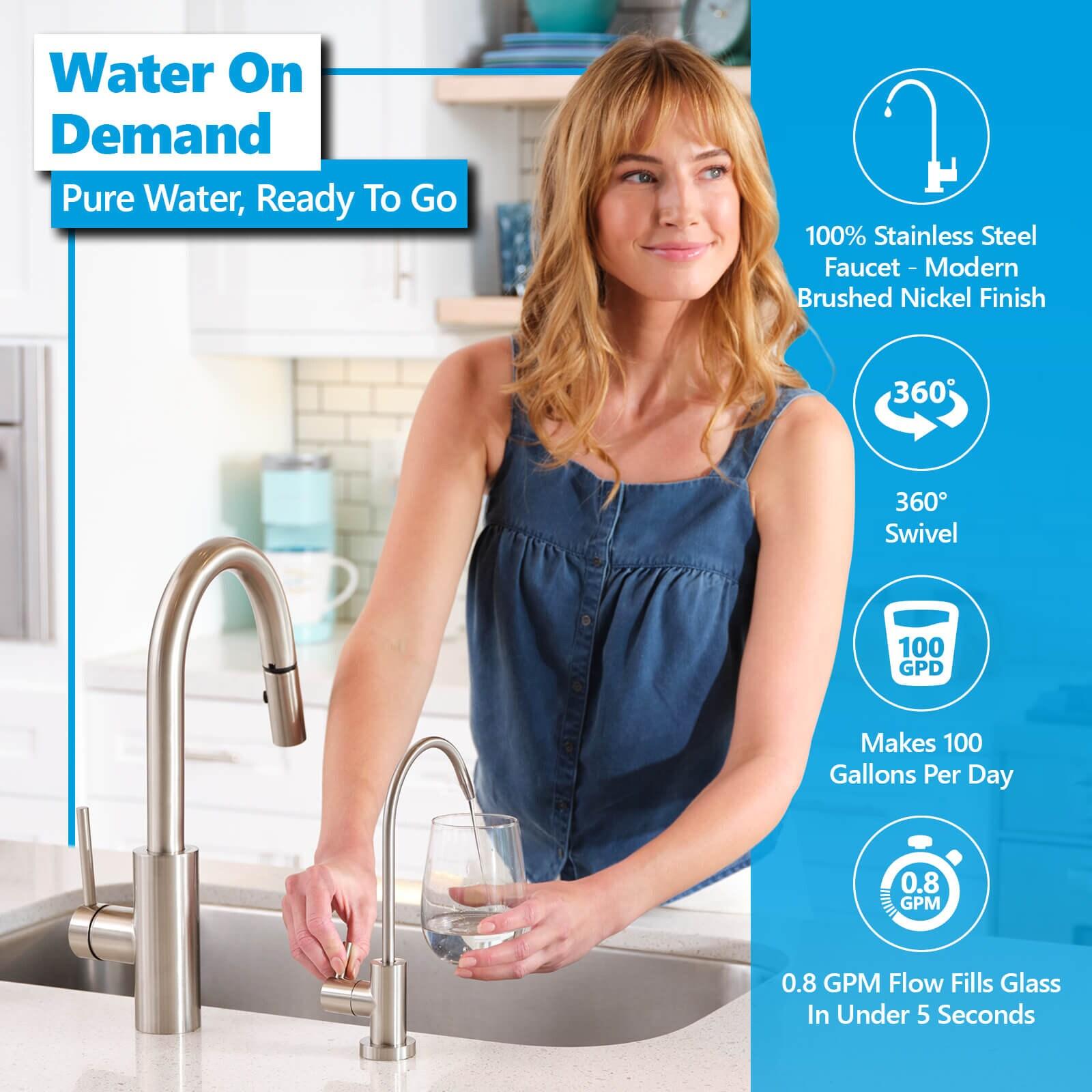 Elite Reverse Osmosis Alkaline Water Filtration System - Quick Twist Filter Change - 9 Stage RO Water Filter - Under Sink Water Filter with Alkaline Filter for added Essential Minerals 100 GPD