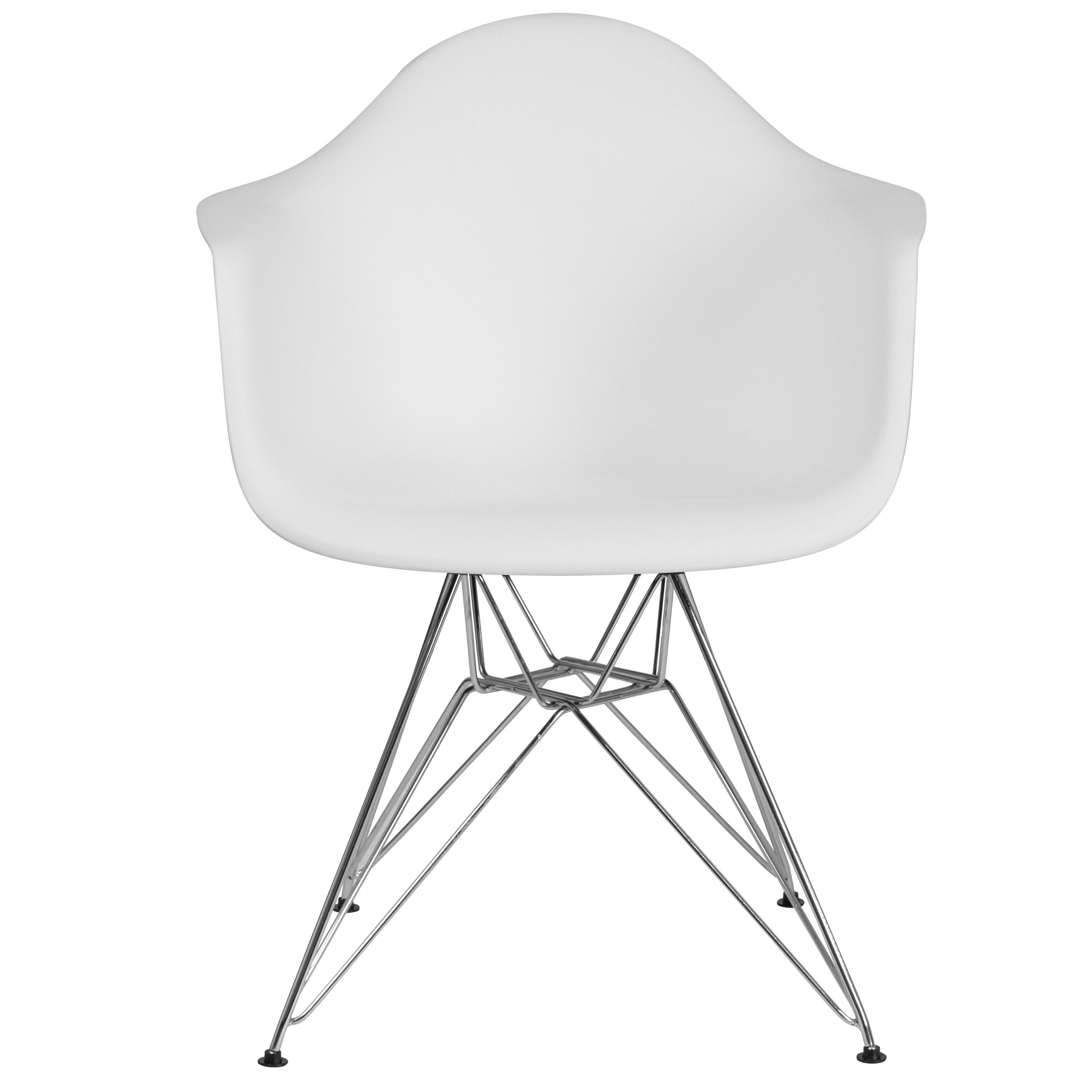 Flash Furniture Alonza Series White Plastic Chair with Chrome Base