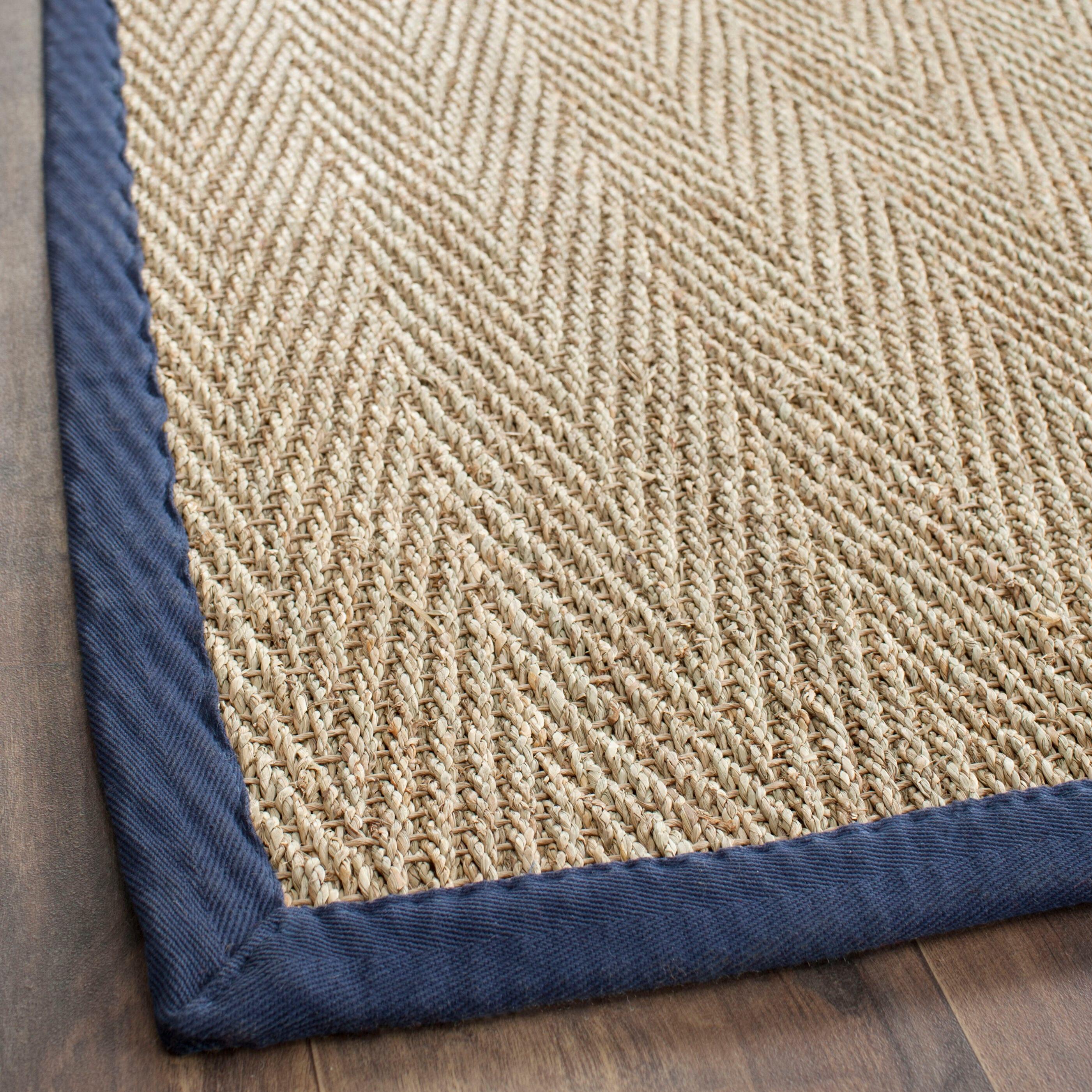 Natural Fiber NF115 Power Loomed Indoor Runner Rug - Natural/Blue - 2'6"x12' - Safavieh.