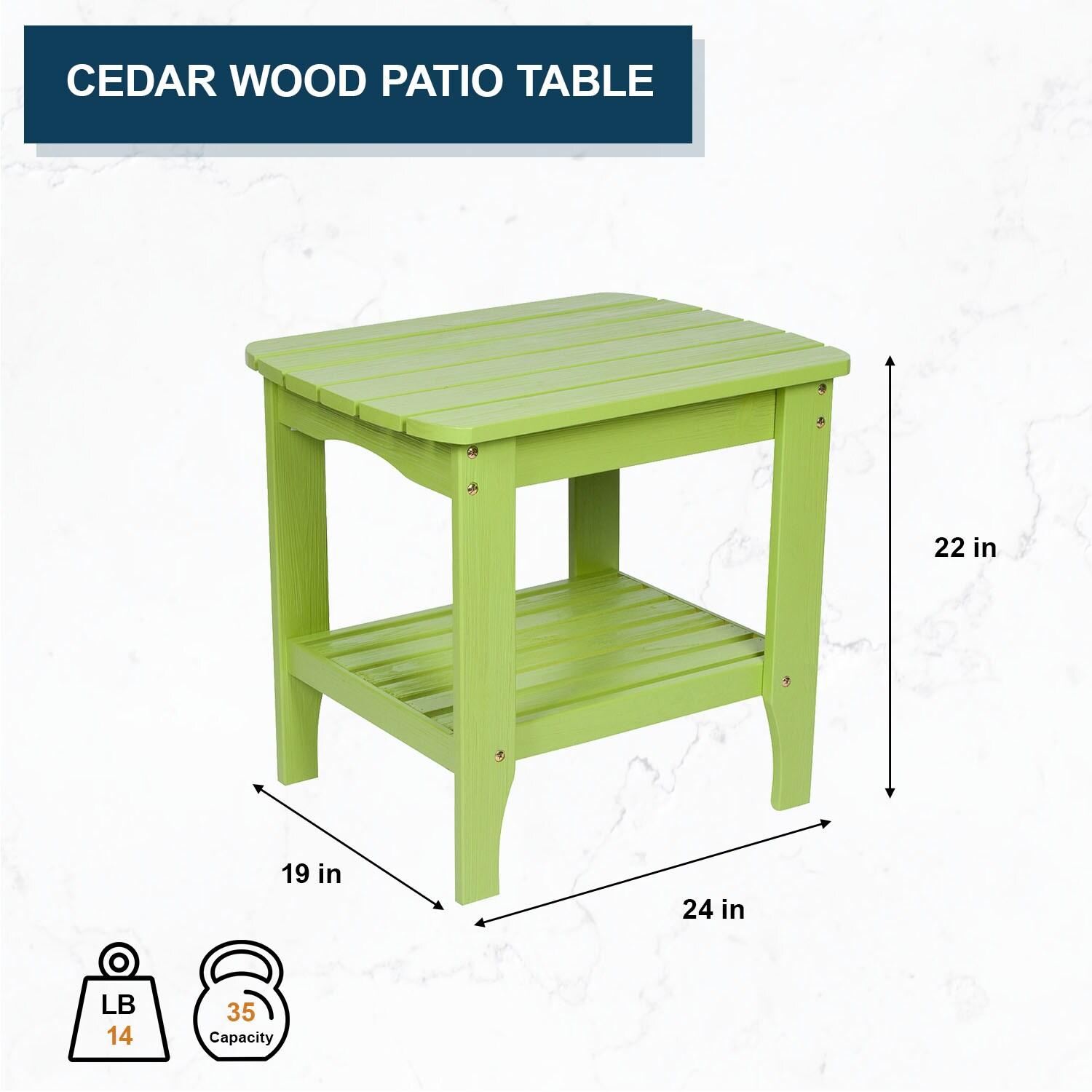 Shine Company Rectangular Traditional Wood Indoor/Outdoor Side Table in Green