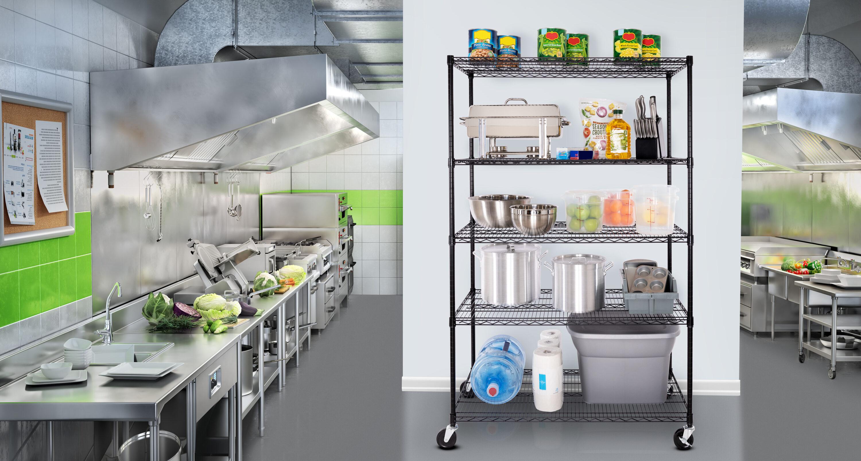 UltraDurable 24" D 5-Tier NSF-Certified Steel Shelving with Wheels