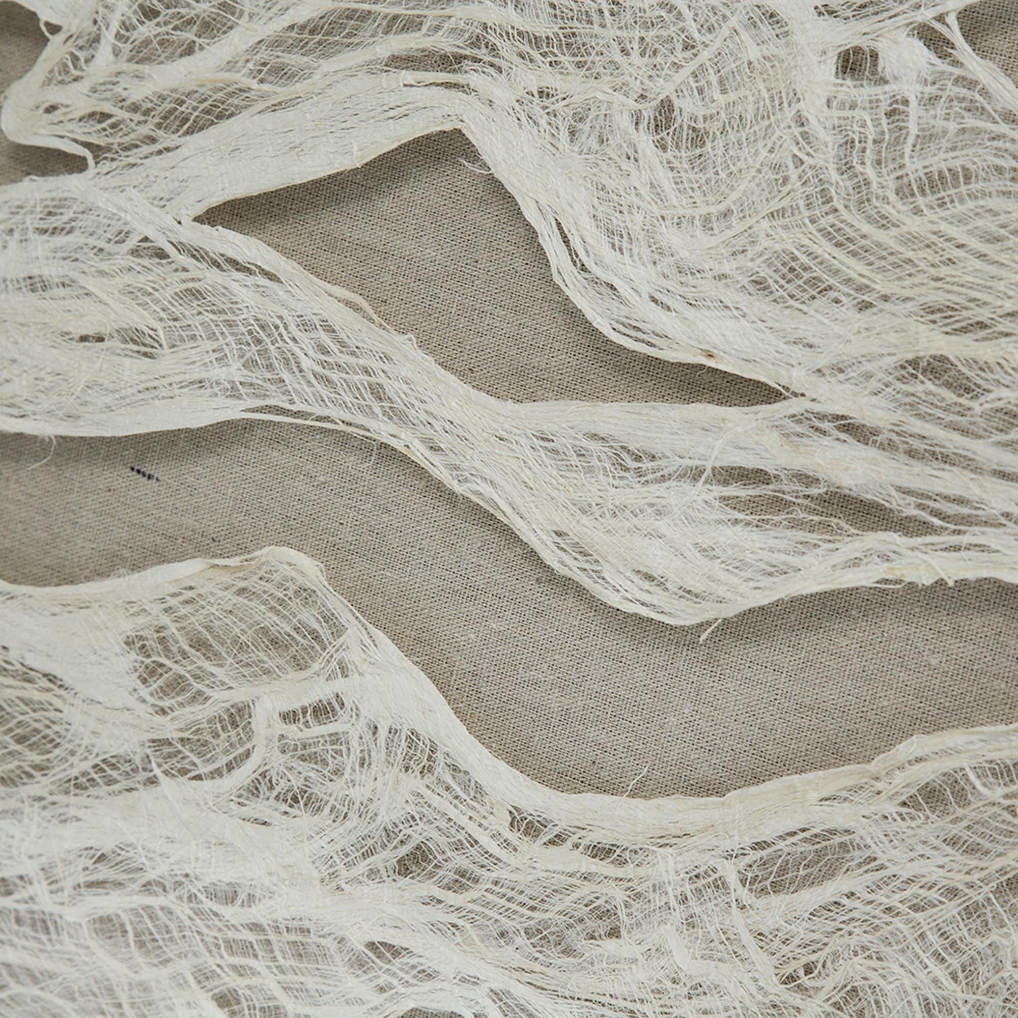 23.6" Square White and Beige Abstract Paper Wall Art with Wood Frame