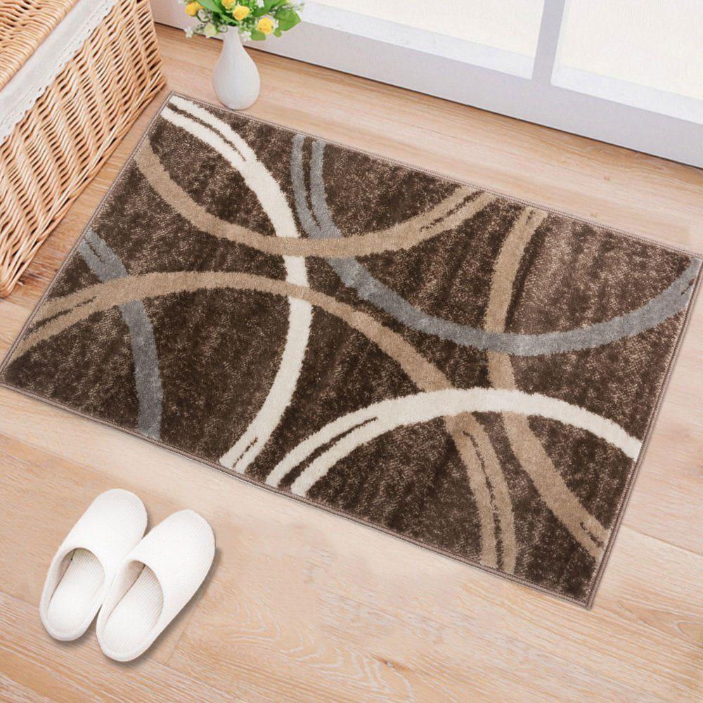 World Rug Gallery Contemporary Abstract Circles Design Brown 2' x 3' Indoor Area Rug