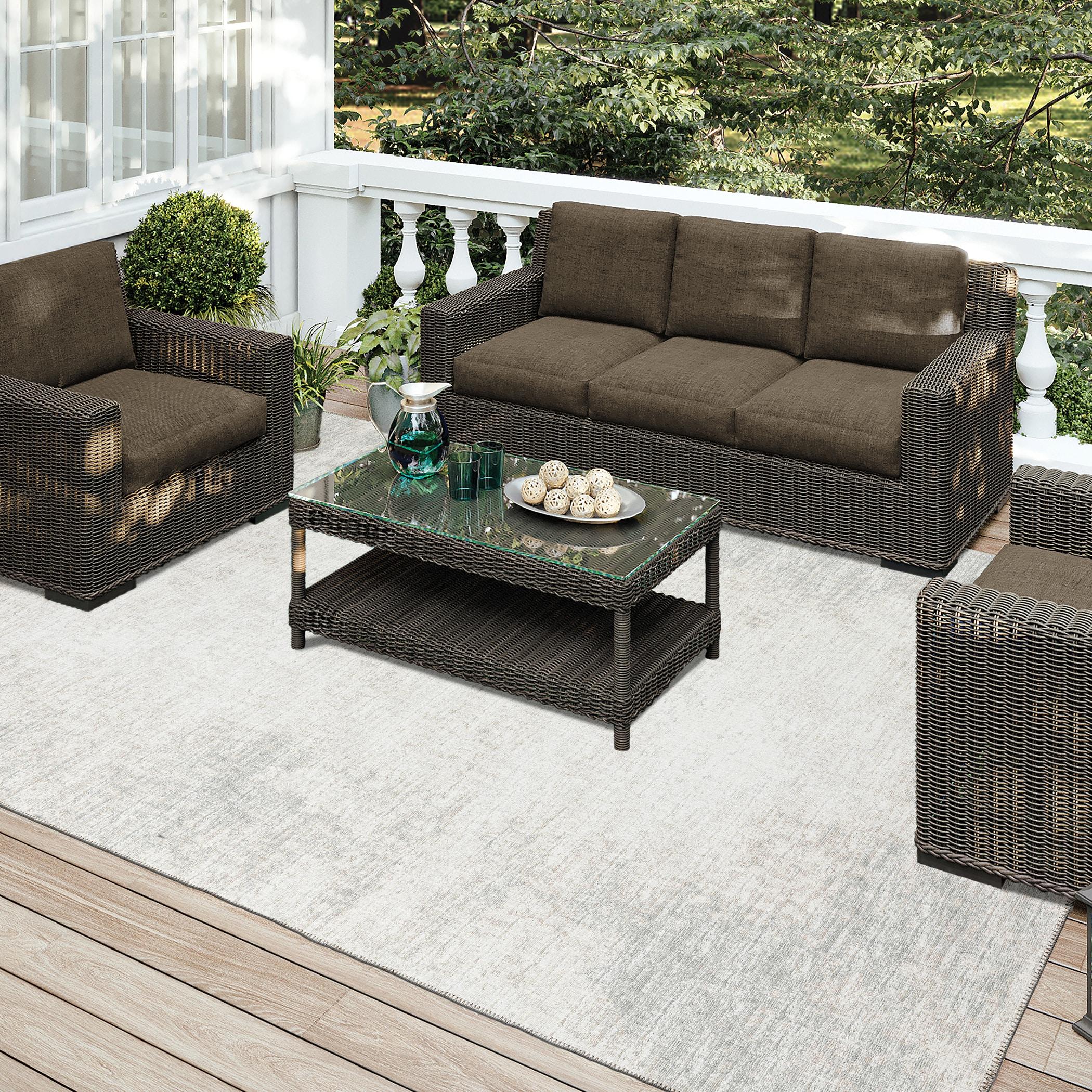 Addison Rugs Indoor/Outdoor Rylee Modern Bordered Washable Rug 10' x 14' - Gray