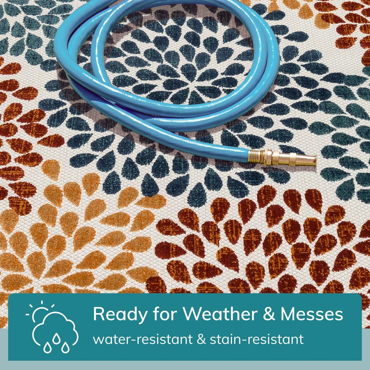 Well Woven Dorado Senna Modern Floral Ivory Indoor/ Outdoor High-Low Pile 2'7" x 9'10" Runner Rug