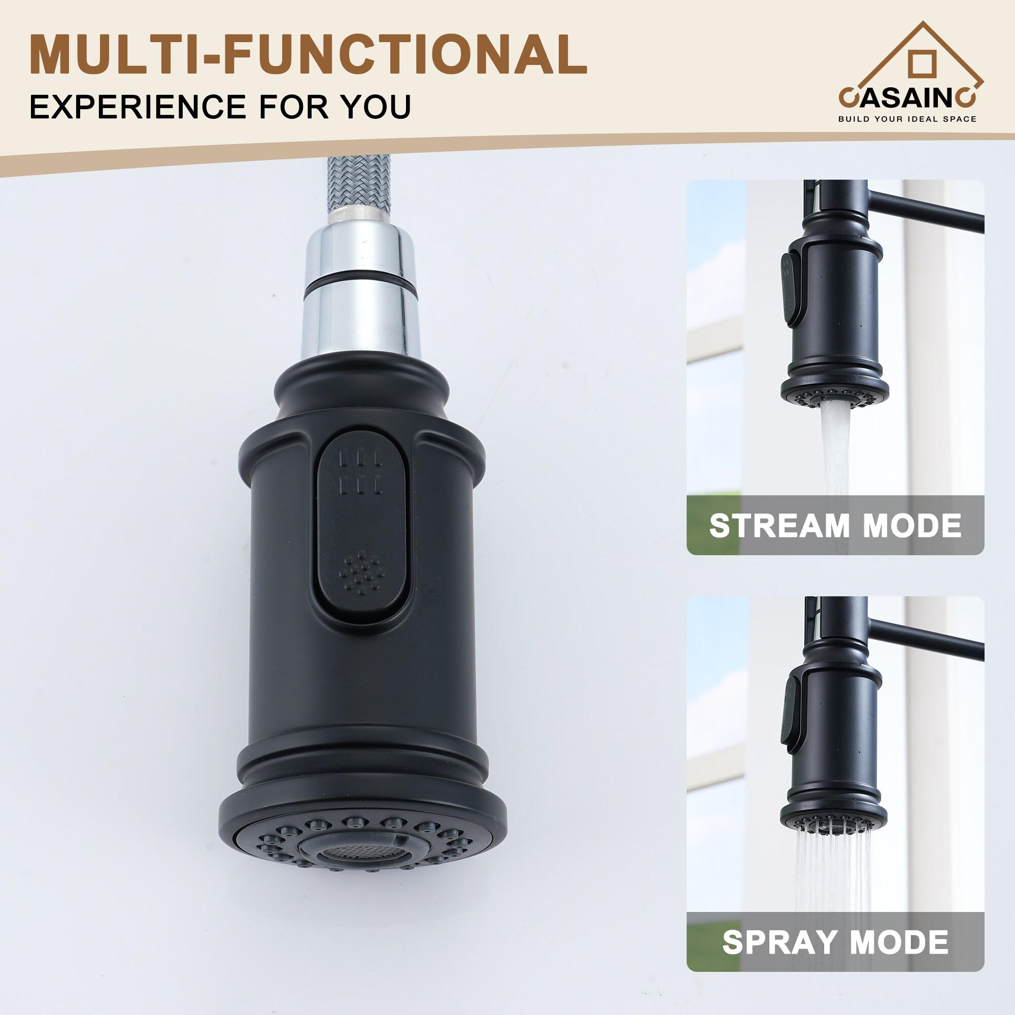 CASAINC Single-Handle Spring Pull-Down Kitchen Faucet Single Hole Faucet 1.8 GPM