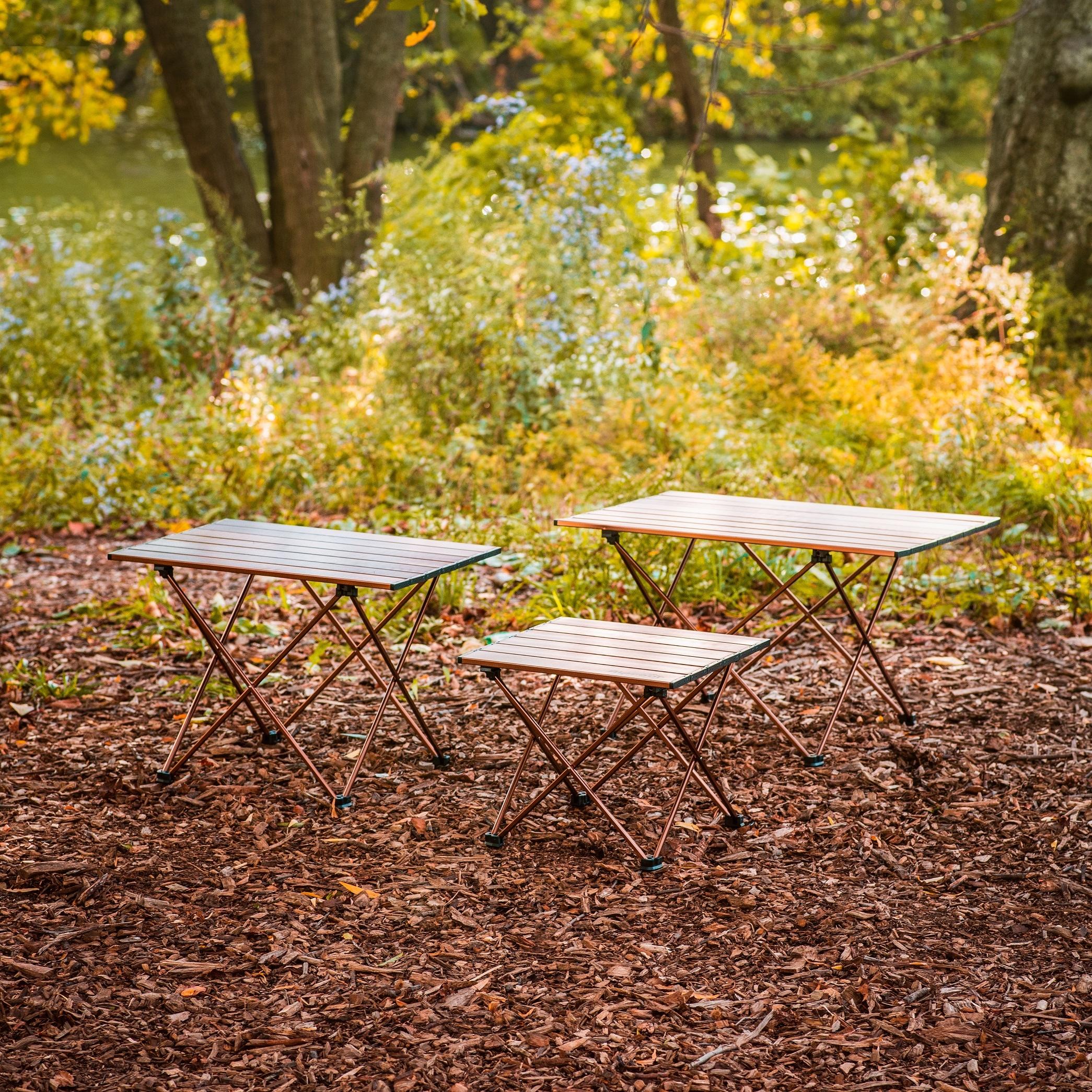 Medium Brown Aluminum Folding Camping Table