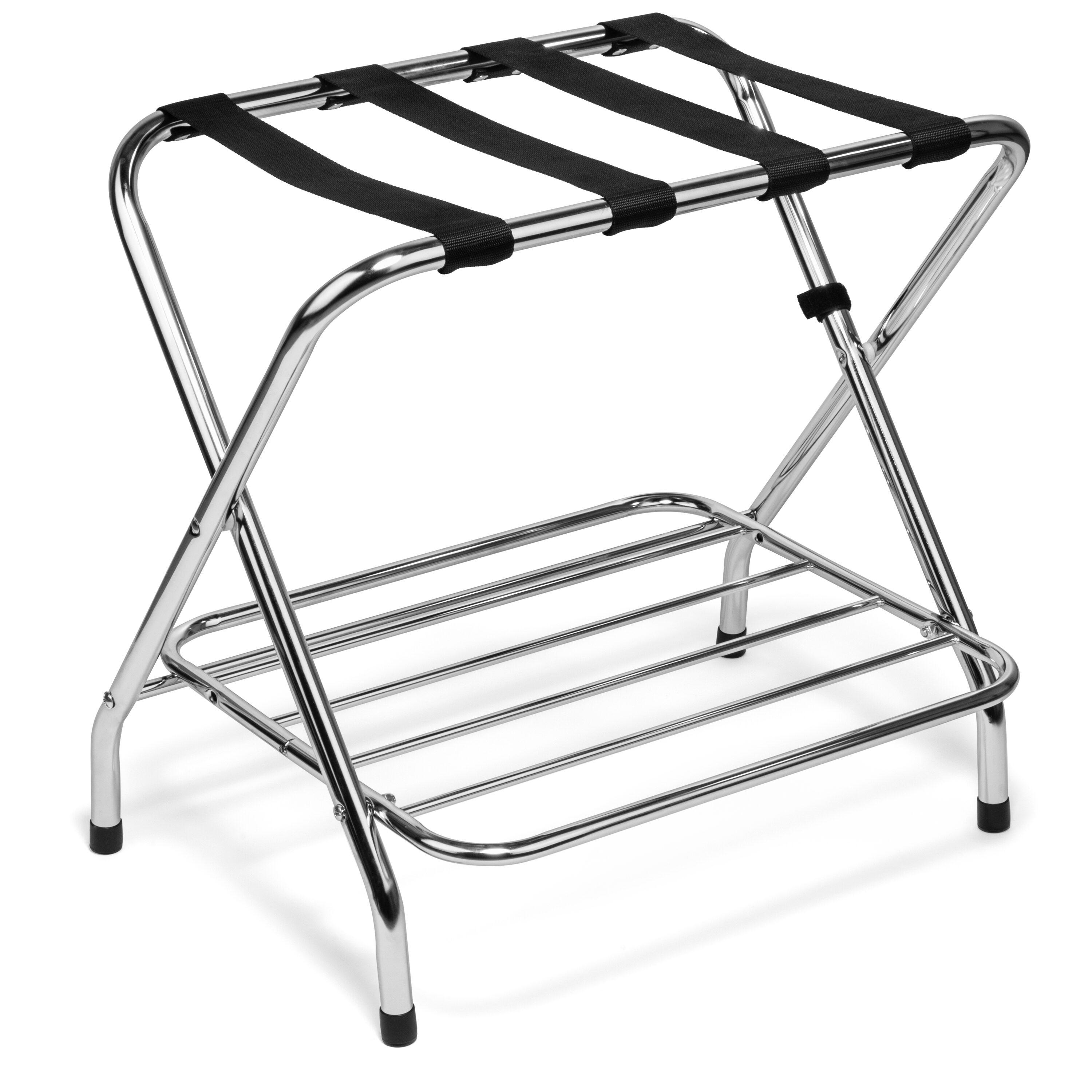 Foldable Luggage Rack, Metal Suitcase Stand for Guest Room, Heavy Duty Luggage Rack for Bedrooms, Hotels, Travel | Folding Luggage Racks for Suitcases and Storage (Double Rack (DIY) Pack of 1)