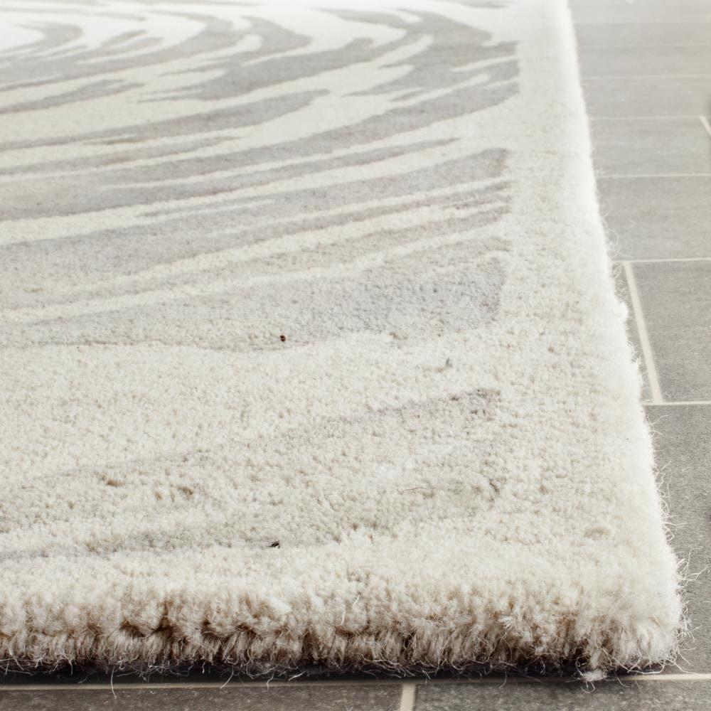 Bella BEL128 Hand Tufted Area Rug - Ivory/Grey - 5'x5' - Safavieh.