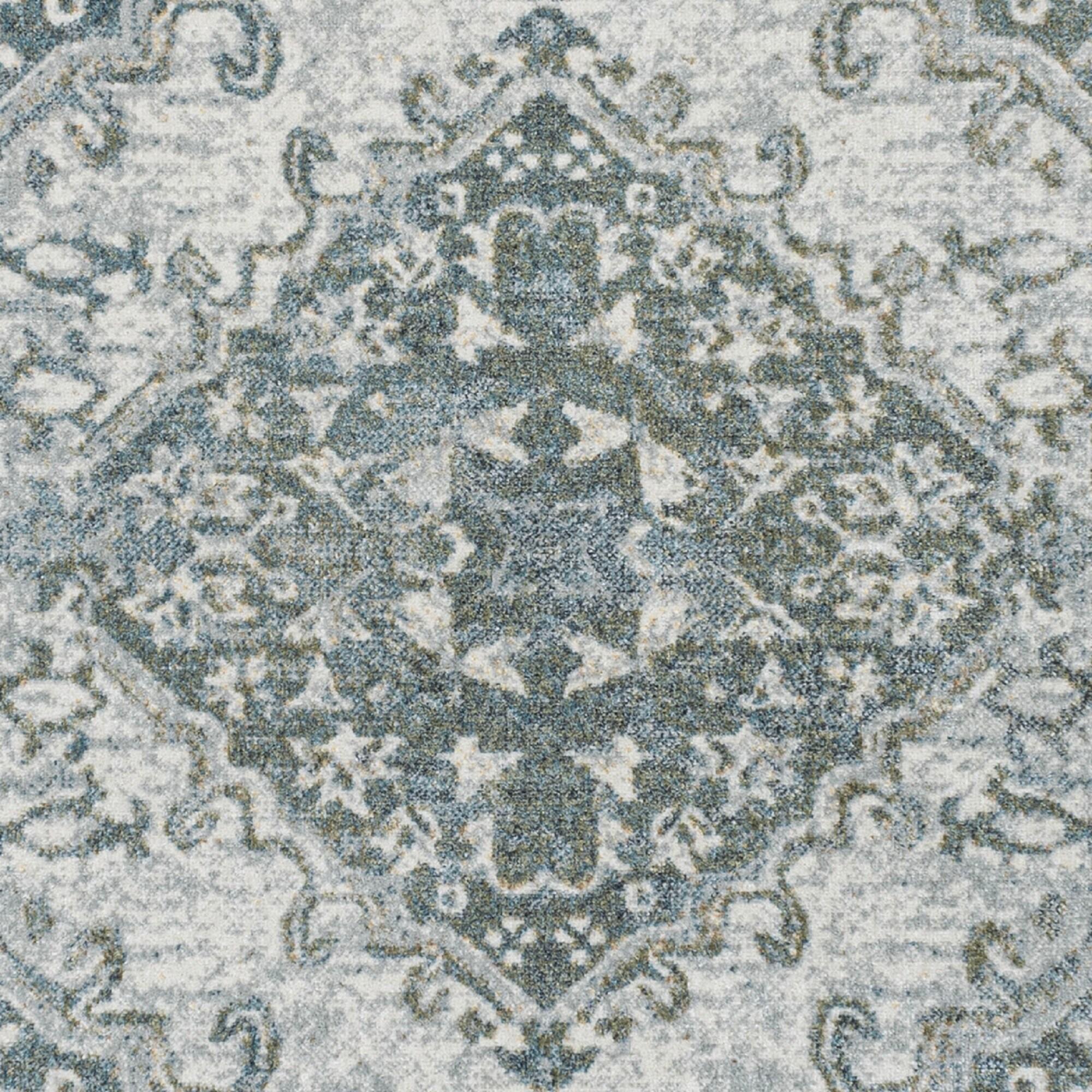 JONATHAN Y Pavel Distressed Medallion Low-Pile Machine-Washable Light Gray/Blue 5 ft. x 8 ft. Area Rug