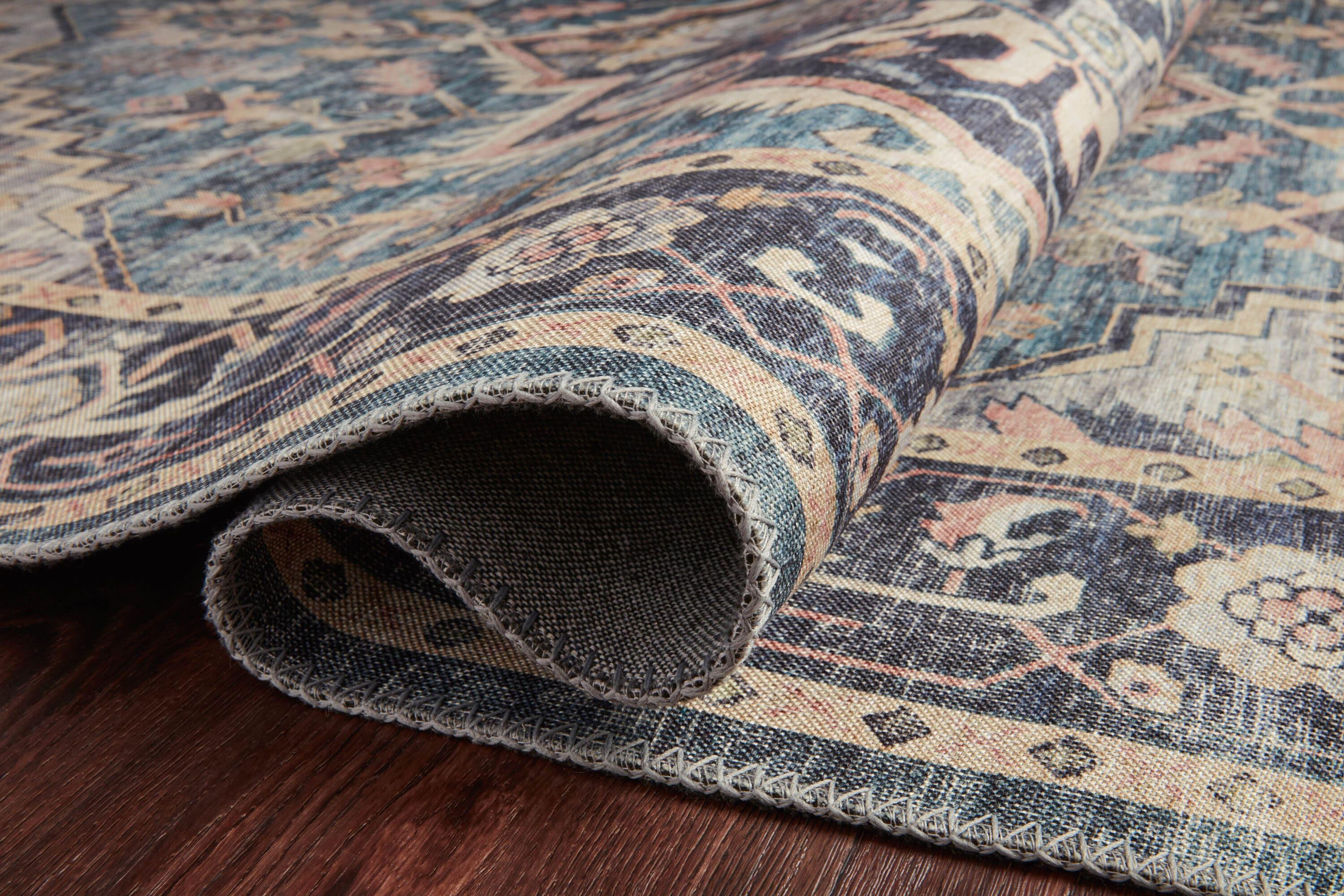 Hathaway Navy and Multi Traditional Distressed Area Rug