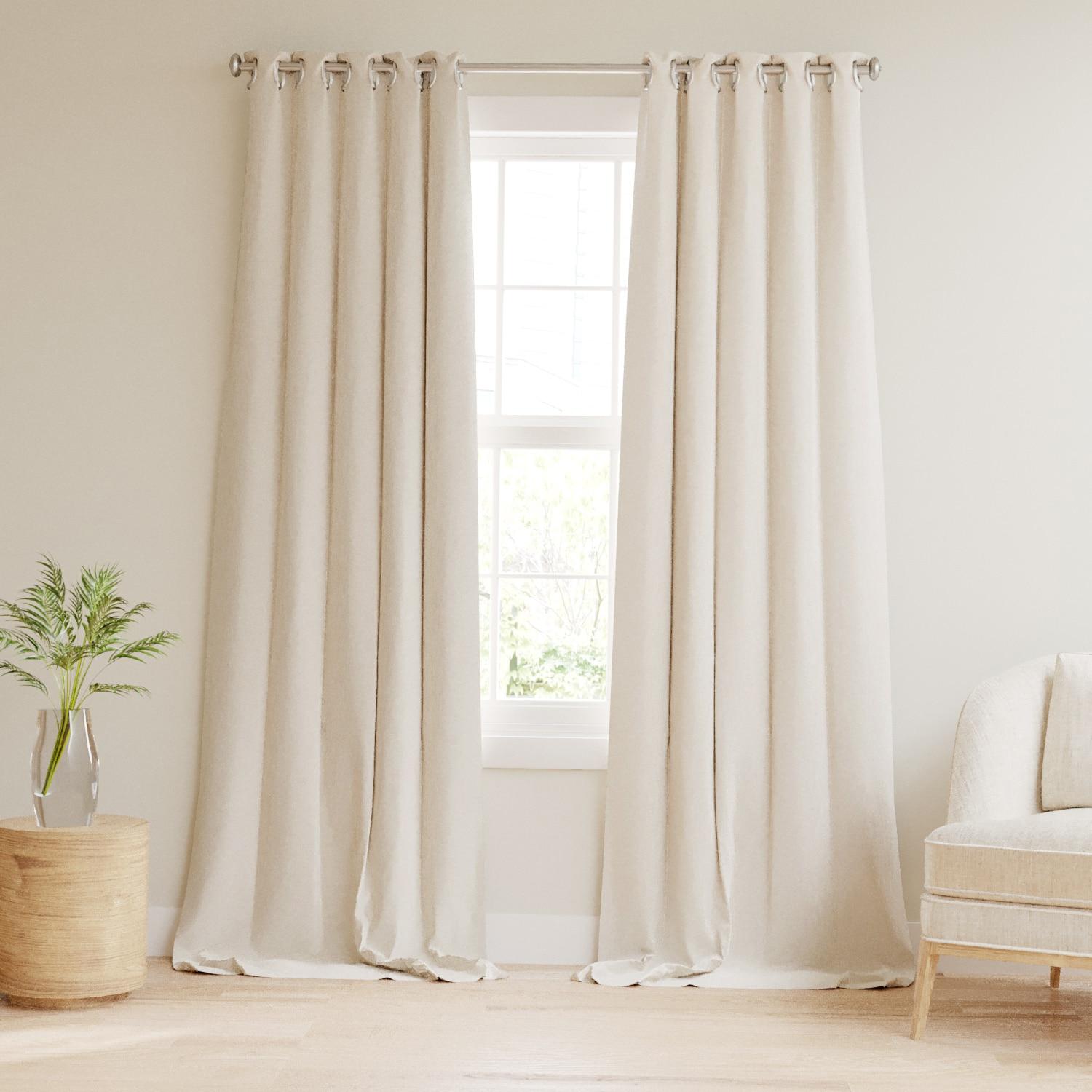 Noble Linens Ivory Linen Blend Energy Saving Grommet Curtain Panel, 50" x 84" 2 Panels