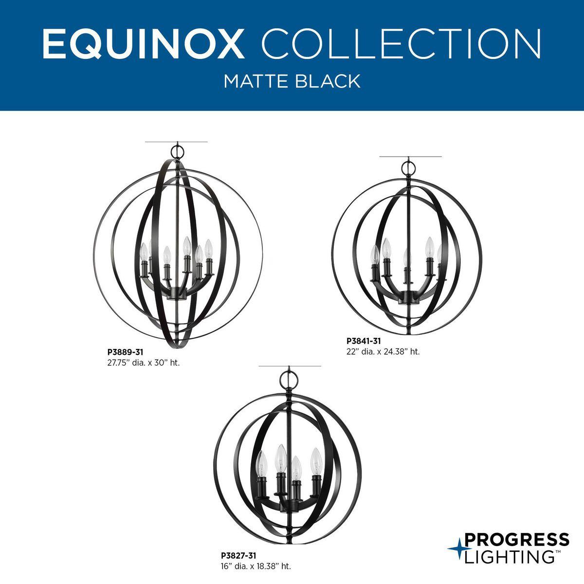 Progress Lighting Equinox 4-Light Foyer Pendant, Polished Nickel, Oval, Steel, Interlocking Rings, Canopy Included