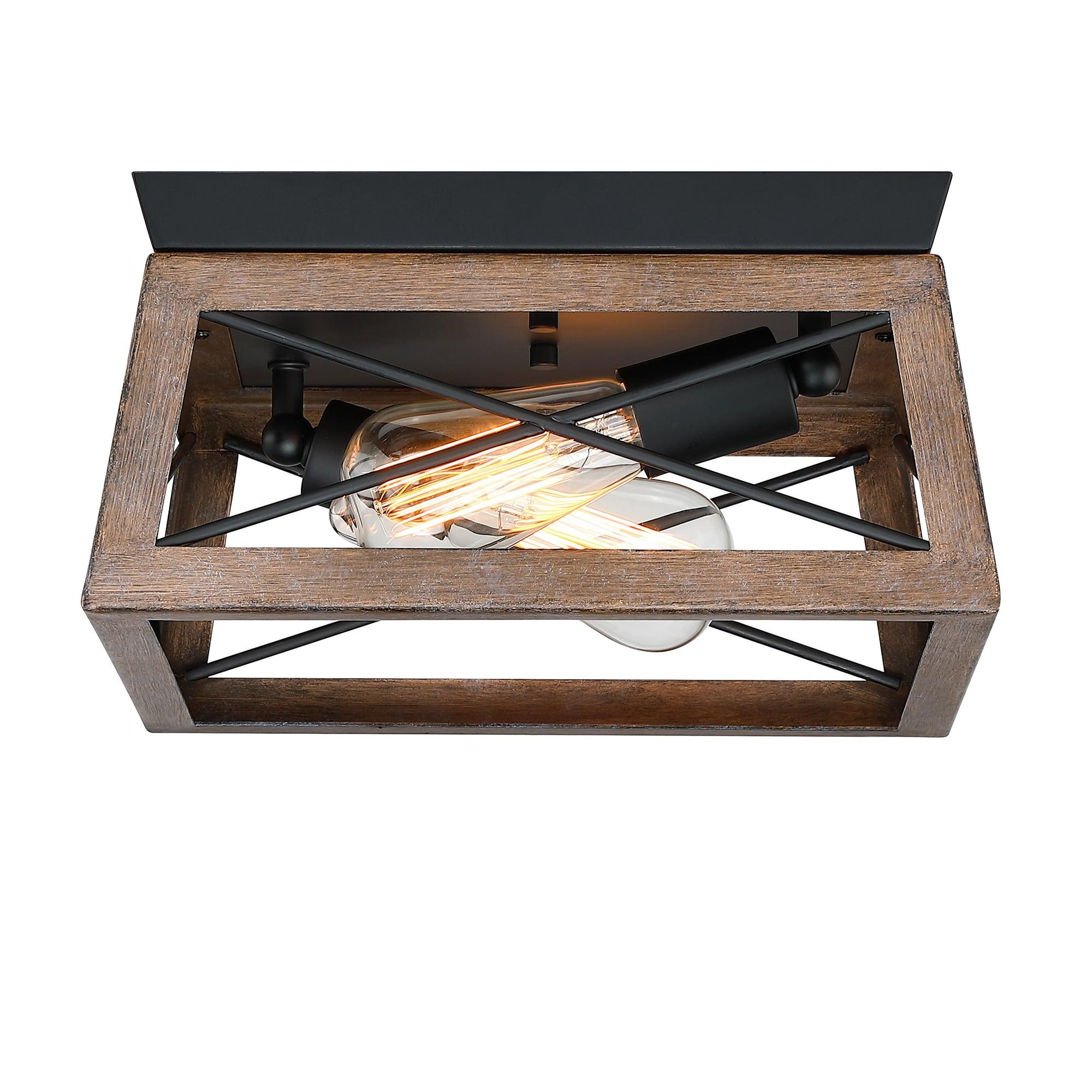 2-Light Finished Cage Classic Modern Dimmable Flush Mount Light