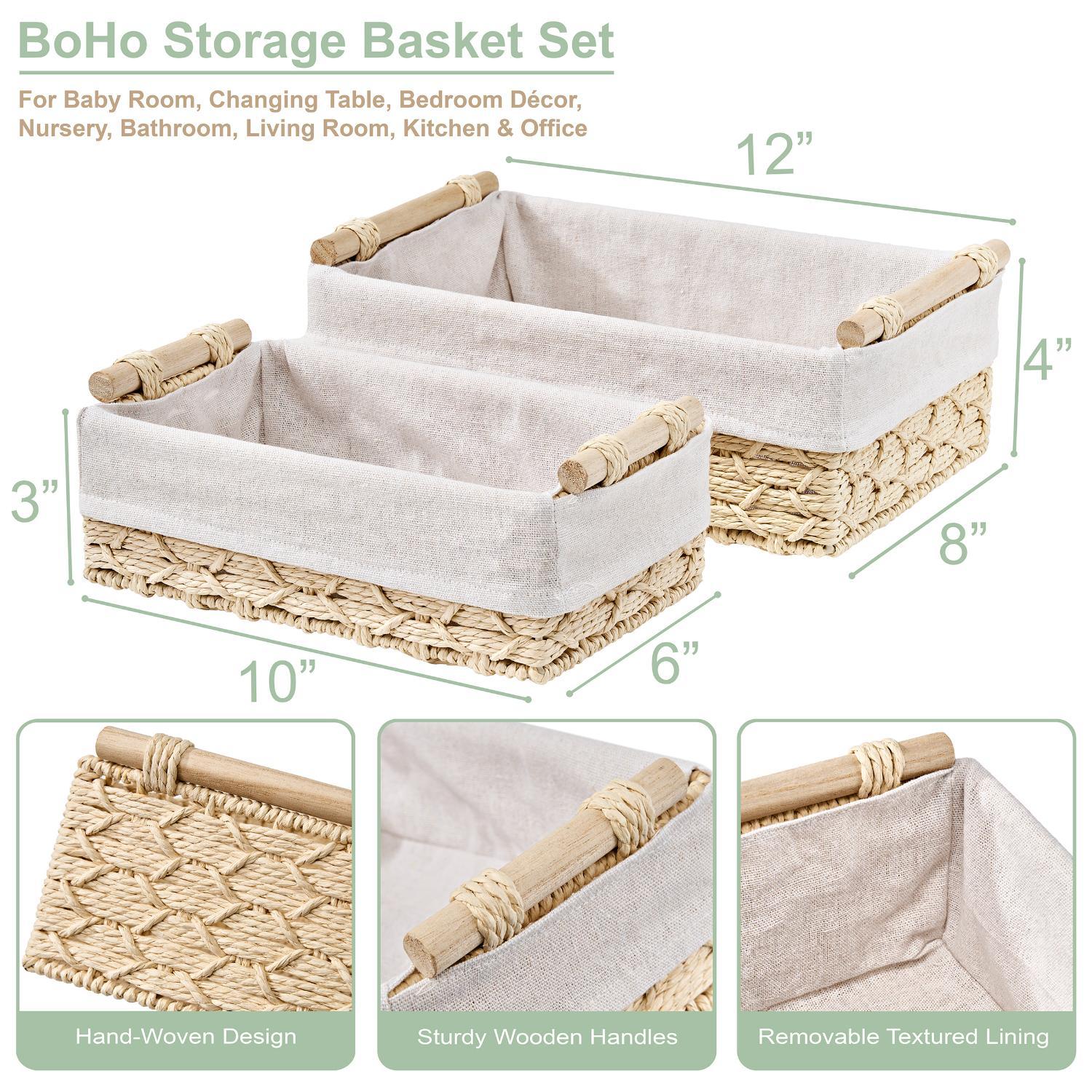 Sorbus Handmade Storage Paper Rope Baskets 2 Pack