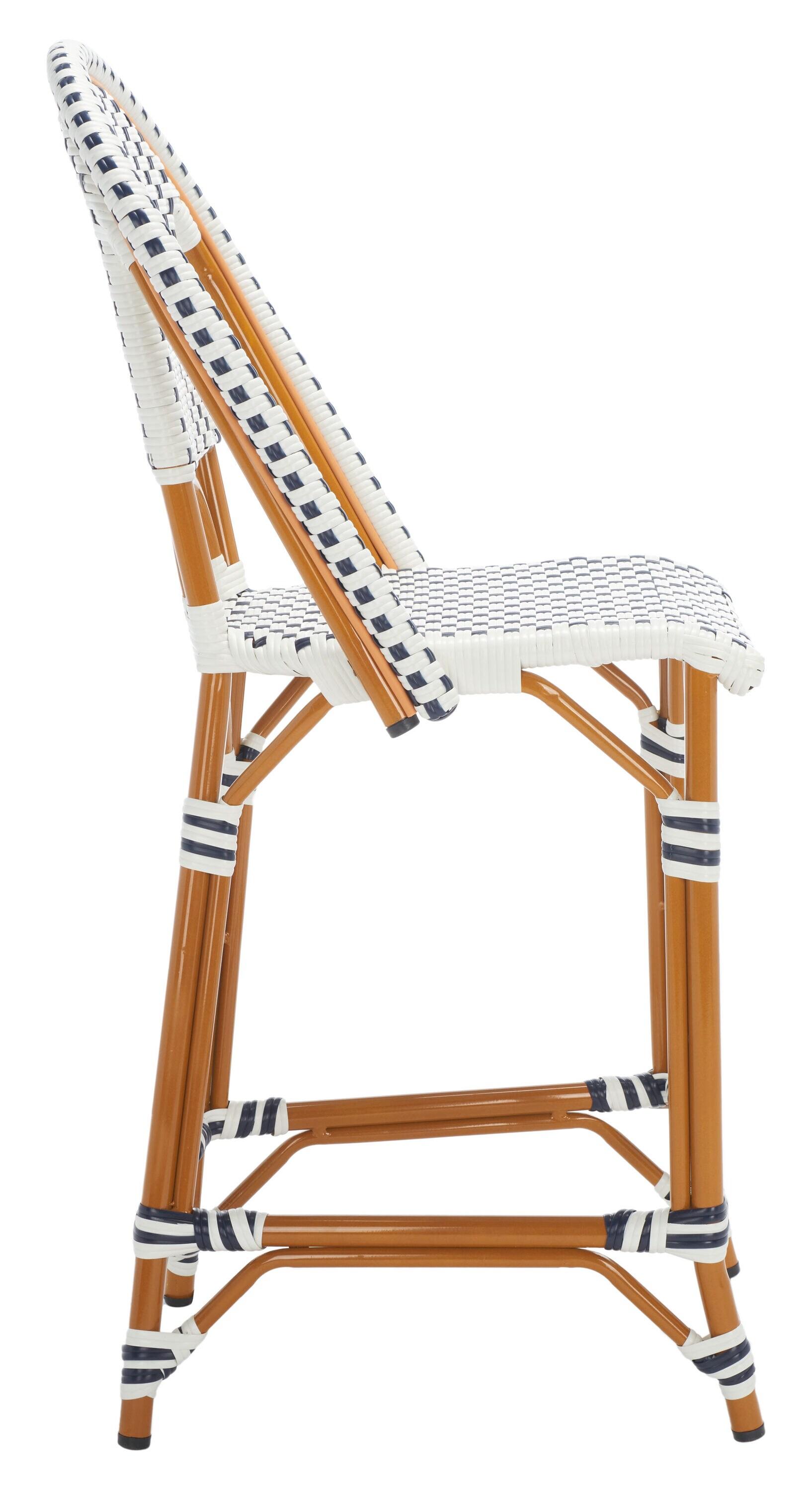 California Counter Stool - Indoor/Outdoor - PAT7532 - White/Navy - Safavieh