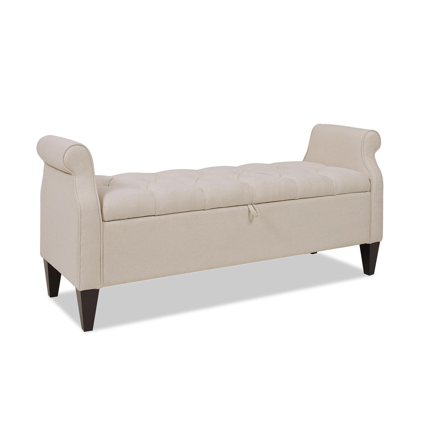 Jacqueline Tufted Roll Arm Storage Bench Sky Neutral
