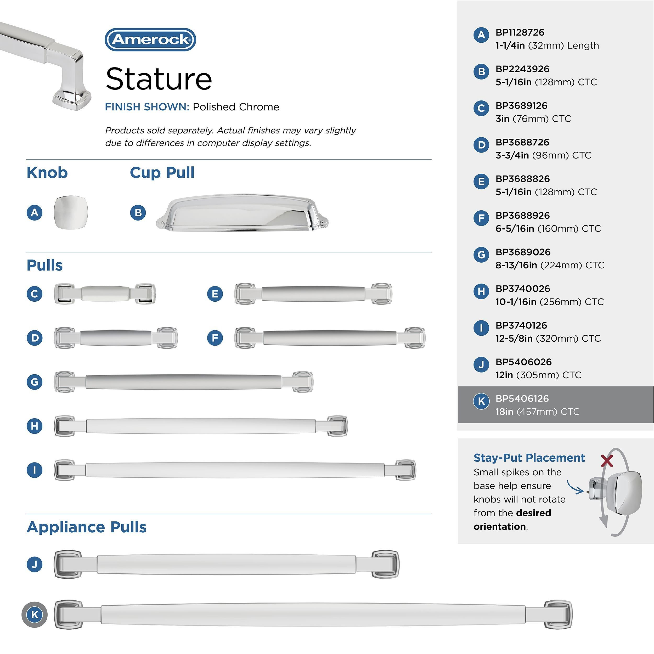 Amerock Stature 18 inch (457mm) Center-to-Center Polished Chrome Appliance Pull