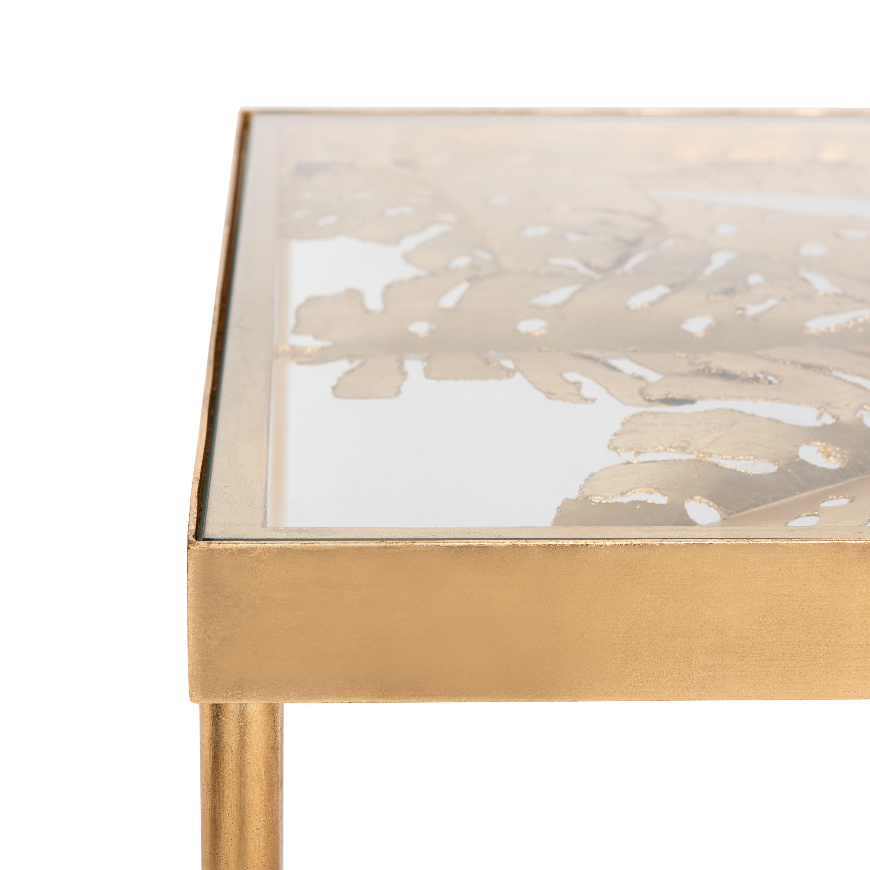 Leilani Palm Leaf Desk - Gold Leaf/Glass - Safavieh