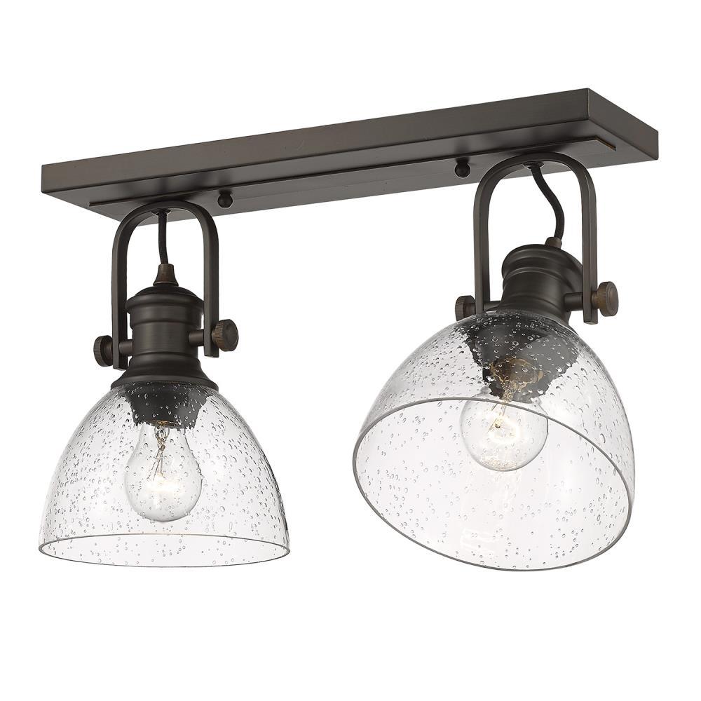 Transitional 18" Brown Seeded Glass Semi-Flush Mount Light