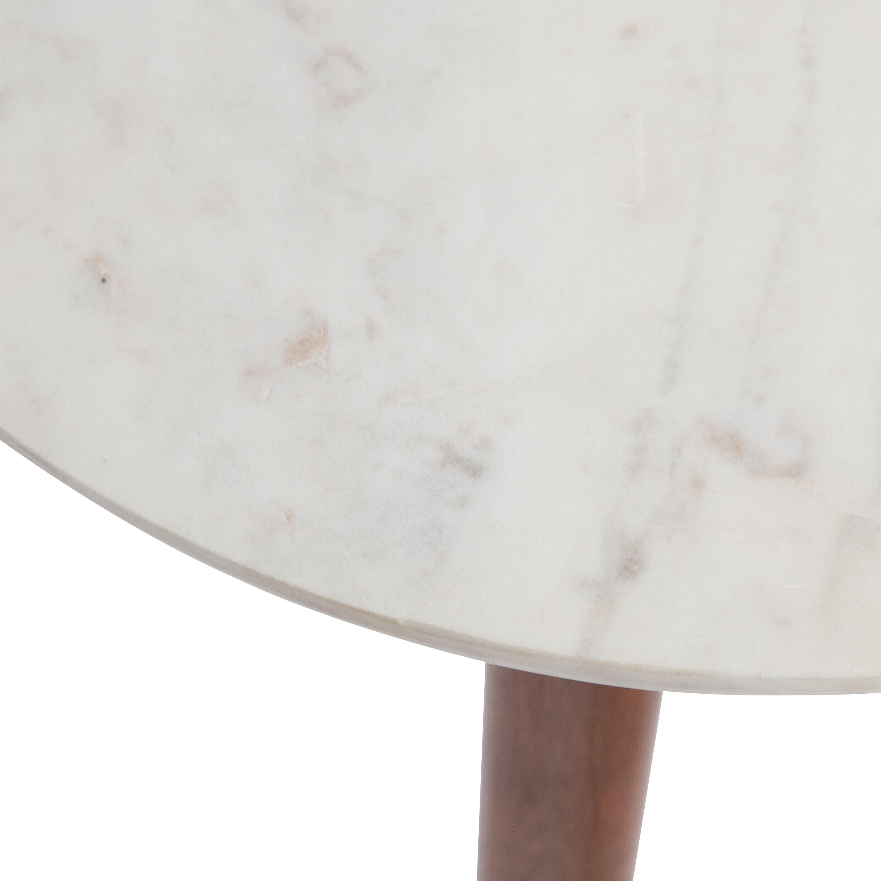 Kate and Laurel Rumsen Round Marble Side Table, 16x16x21, Walnut Brown