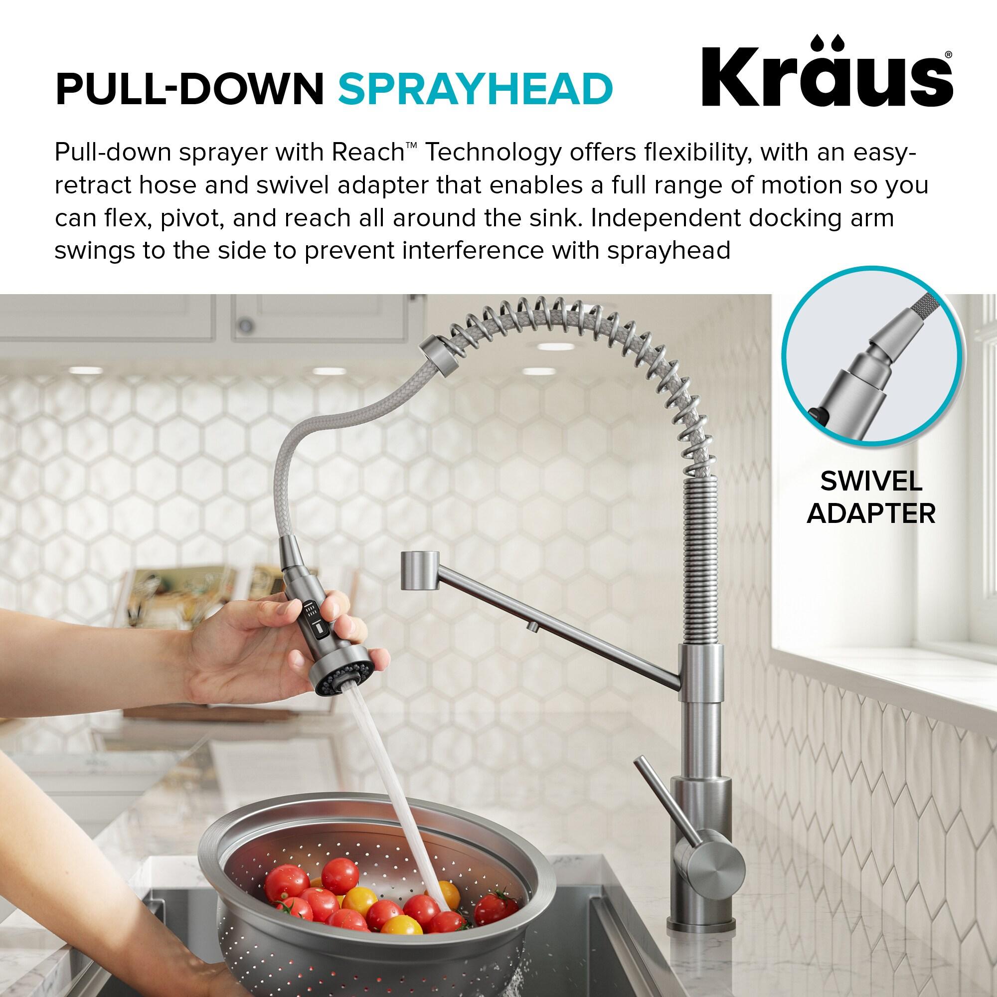 Chrome Pull-Down Single Handle Kitchen Faucet with Spray