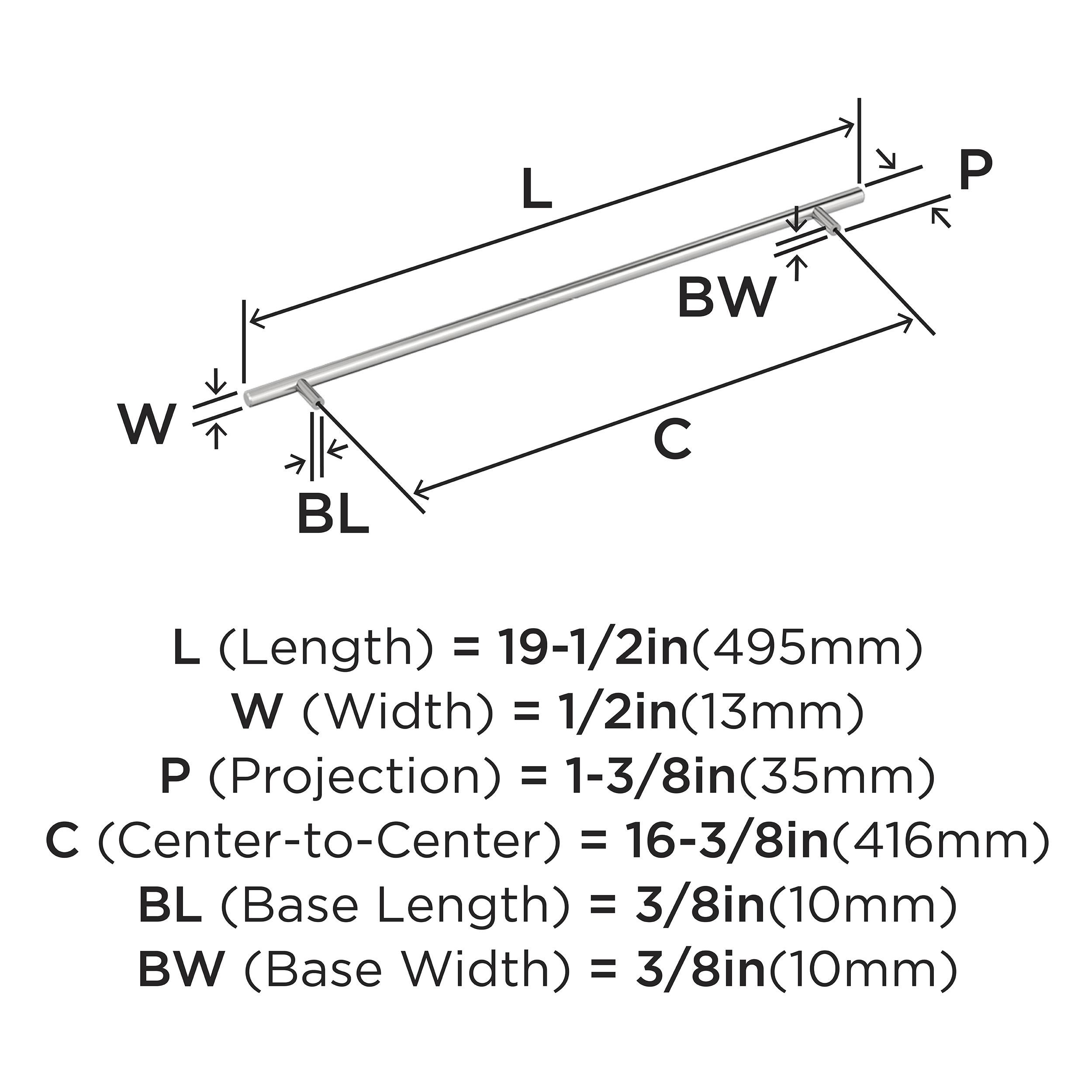 Bar Pulls 16-3/8 inch (416mm) Center-to-Center