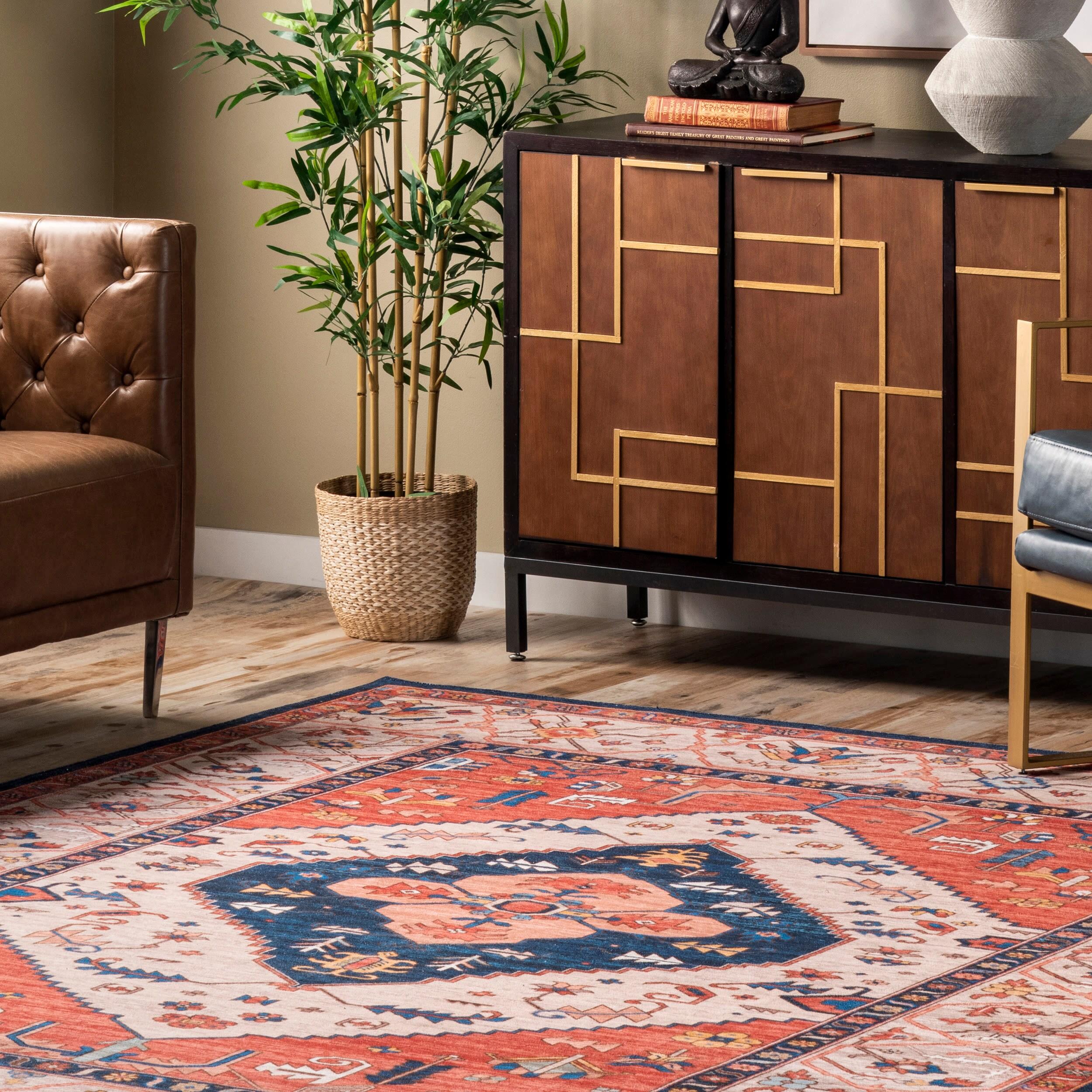 Nuloom Carolyn Pet Friendly Machine Washable Motif Area Rug, 3' x 5', Rust