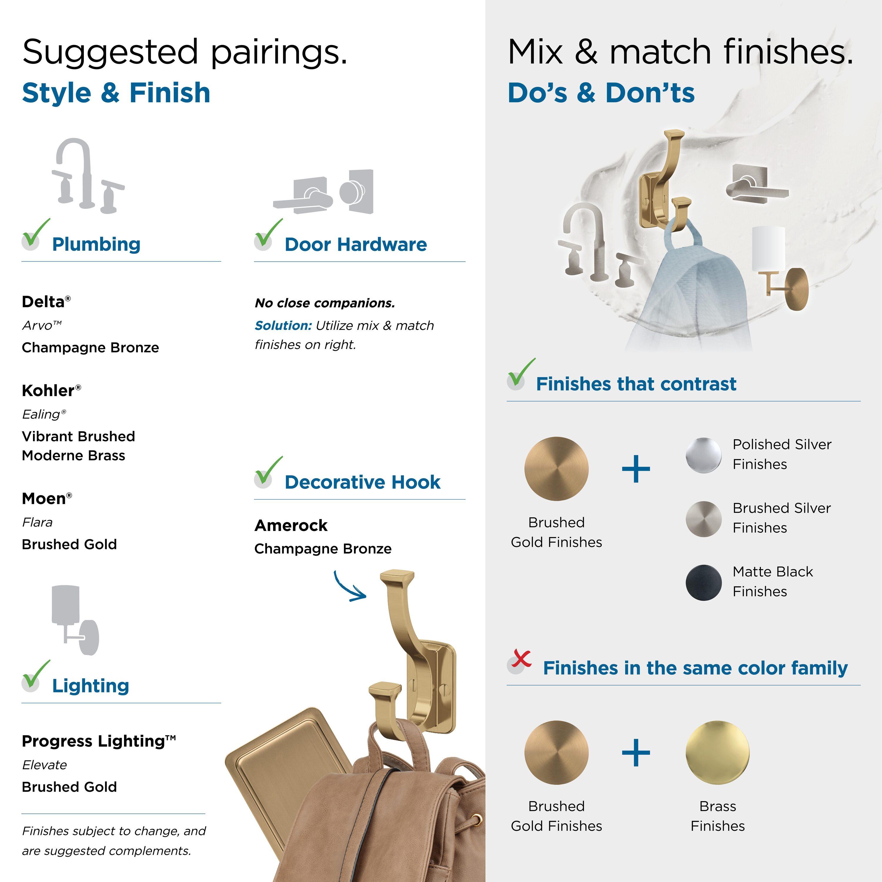 Alder Transitional Double Prong Decorative Wall Hook