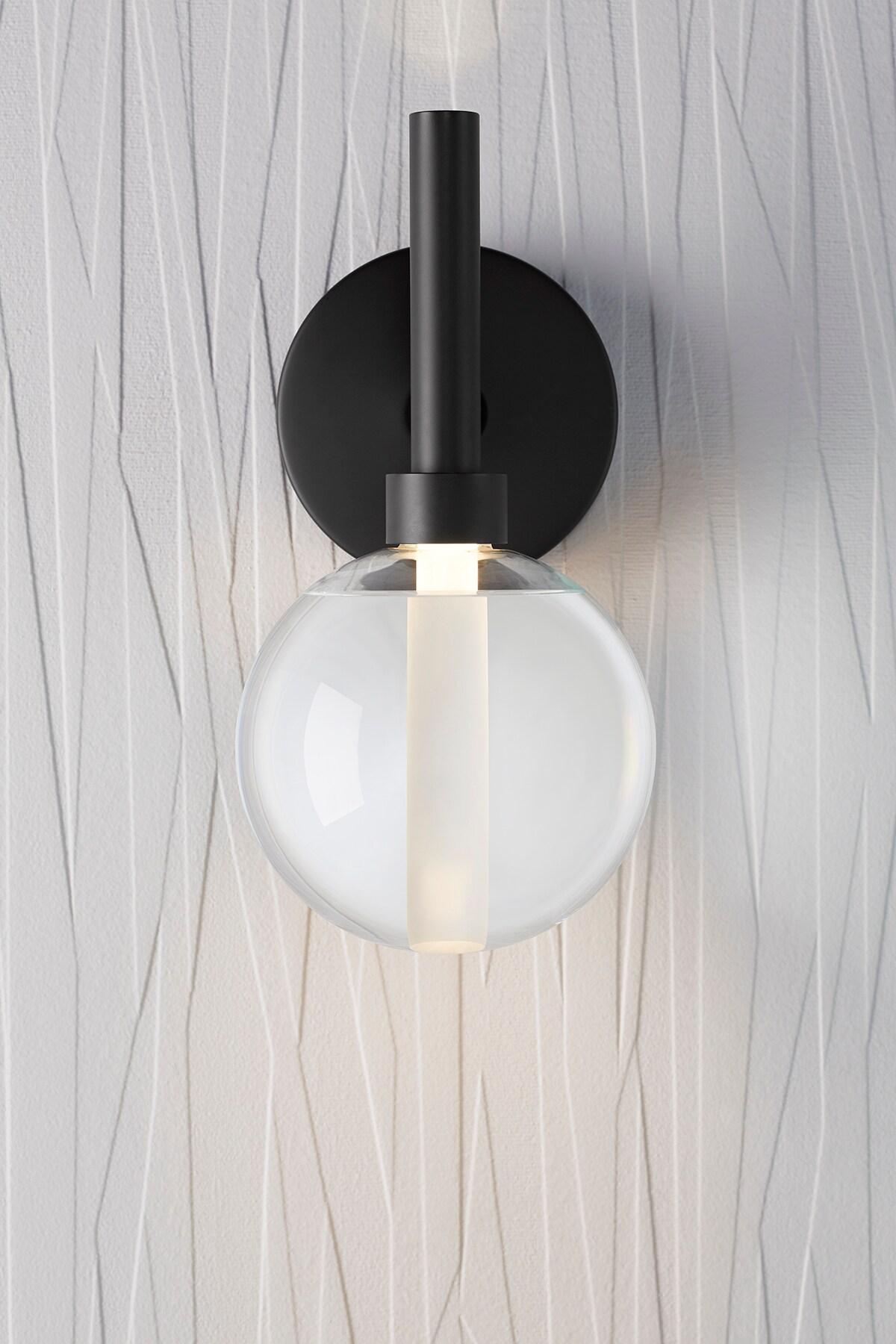 Matte Black Glass Shade Dimmable LED Sconce