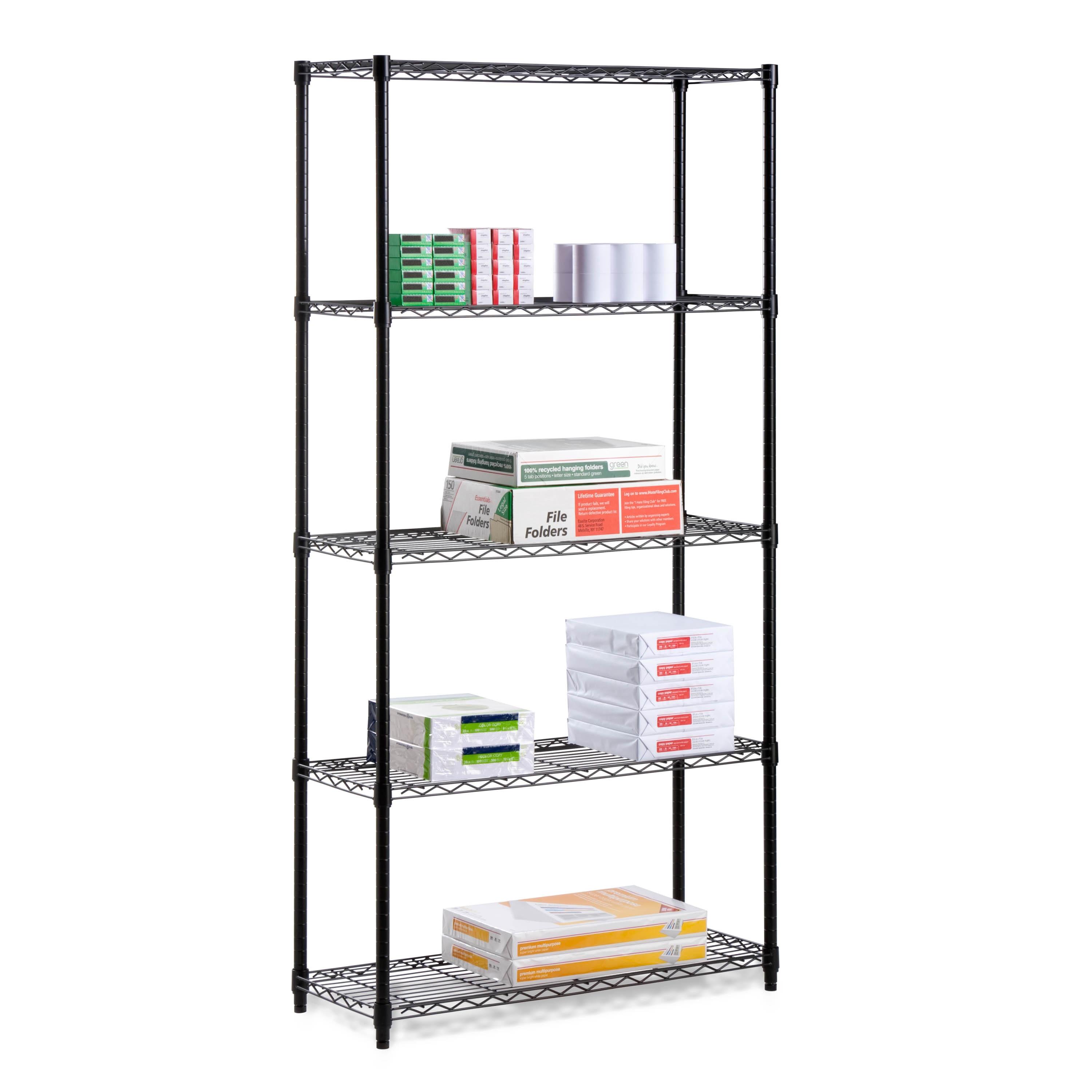 Honey-Can-Do 5-Shelf Steel Adjustable Storage Shelves, Black, Holds up to 350 lb per Shelf