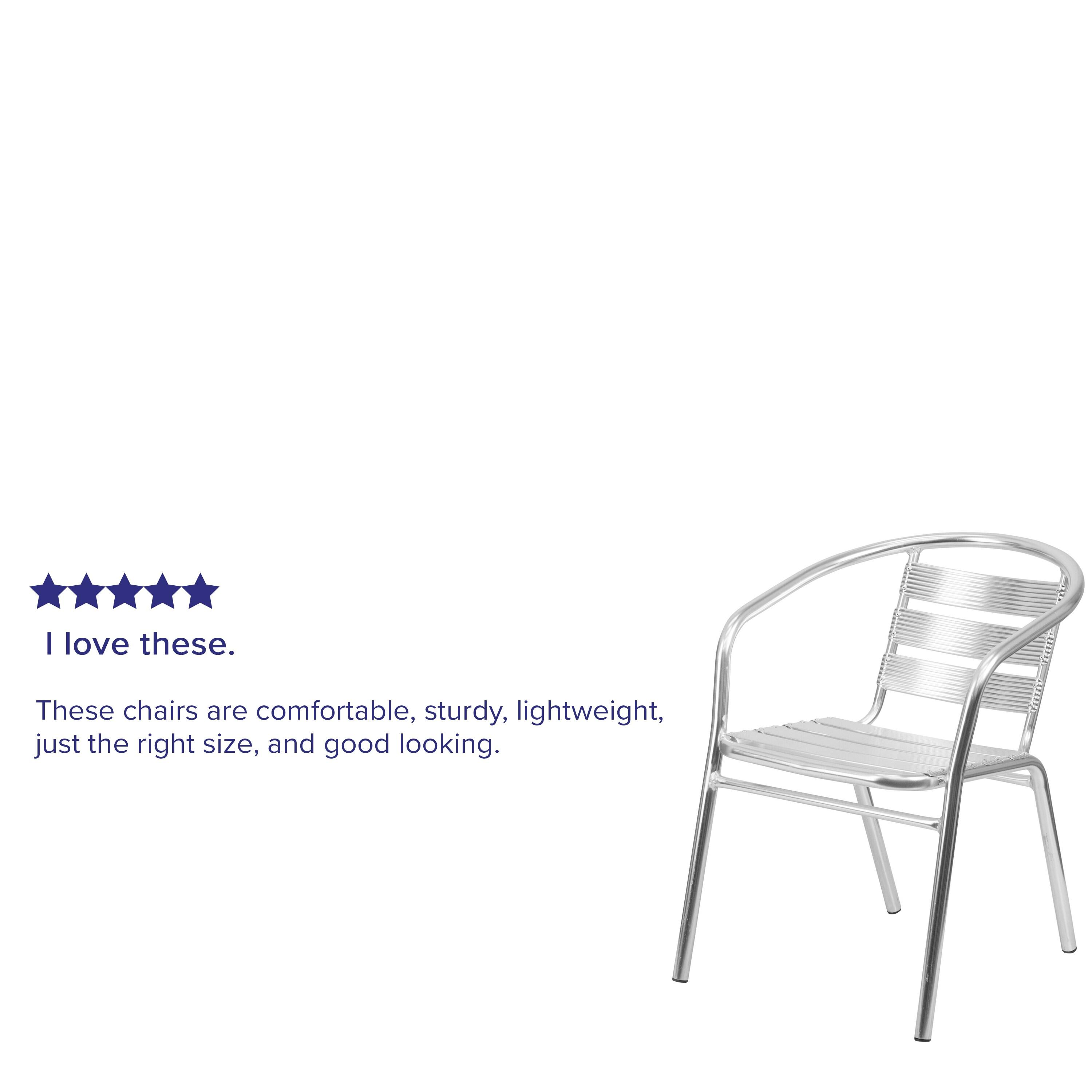 Flash Furniture Heavy Duty Commercial Aluminum Indoor-Outdoor Restaurant Stack Chair with Triple Slat Back