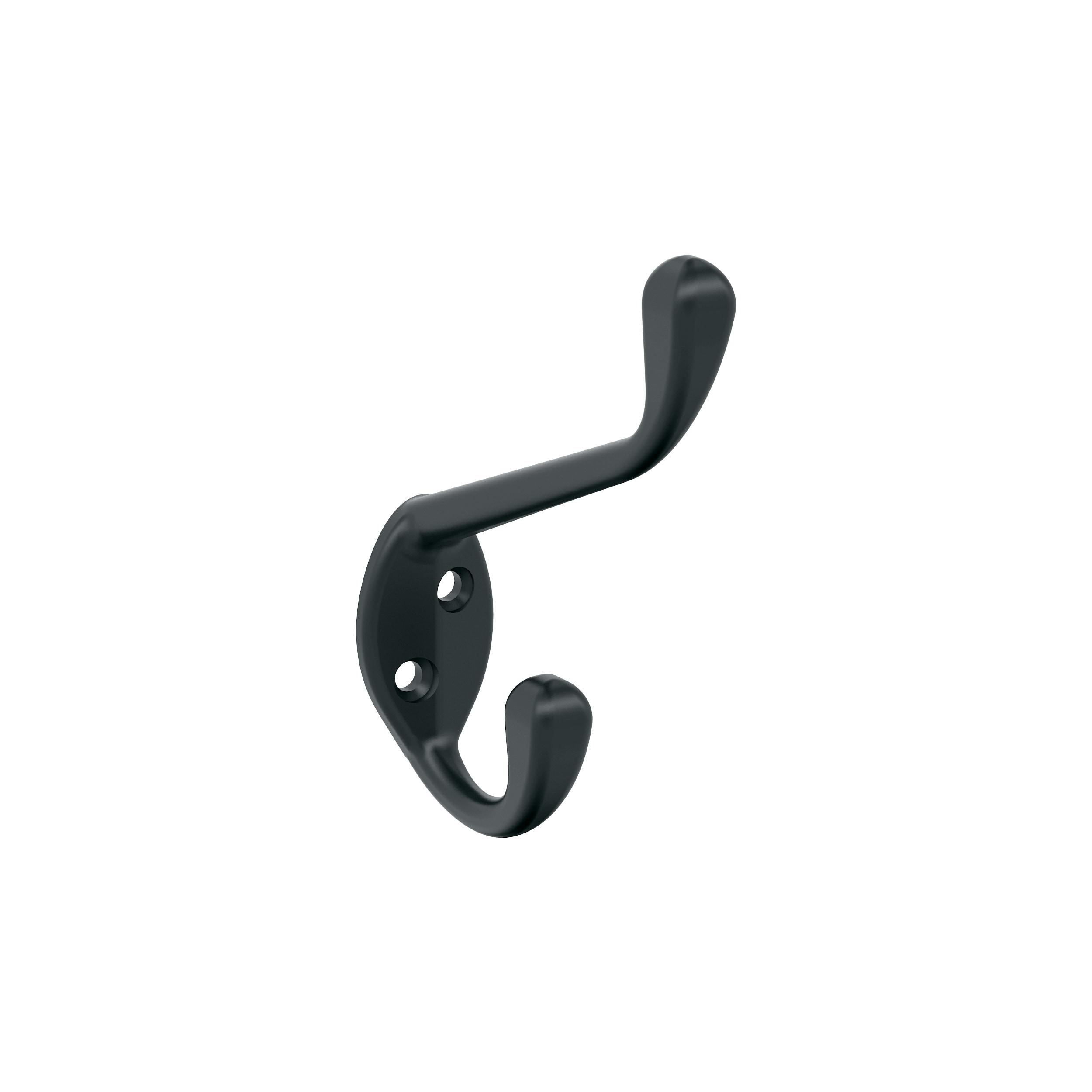 Matte Black Double Prong Metal Wall Hook