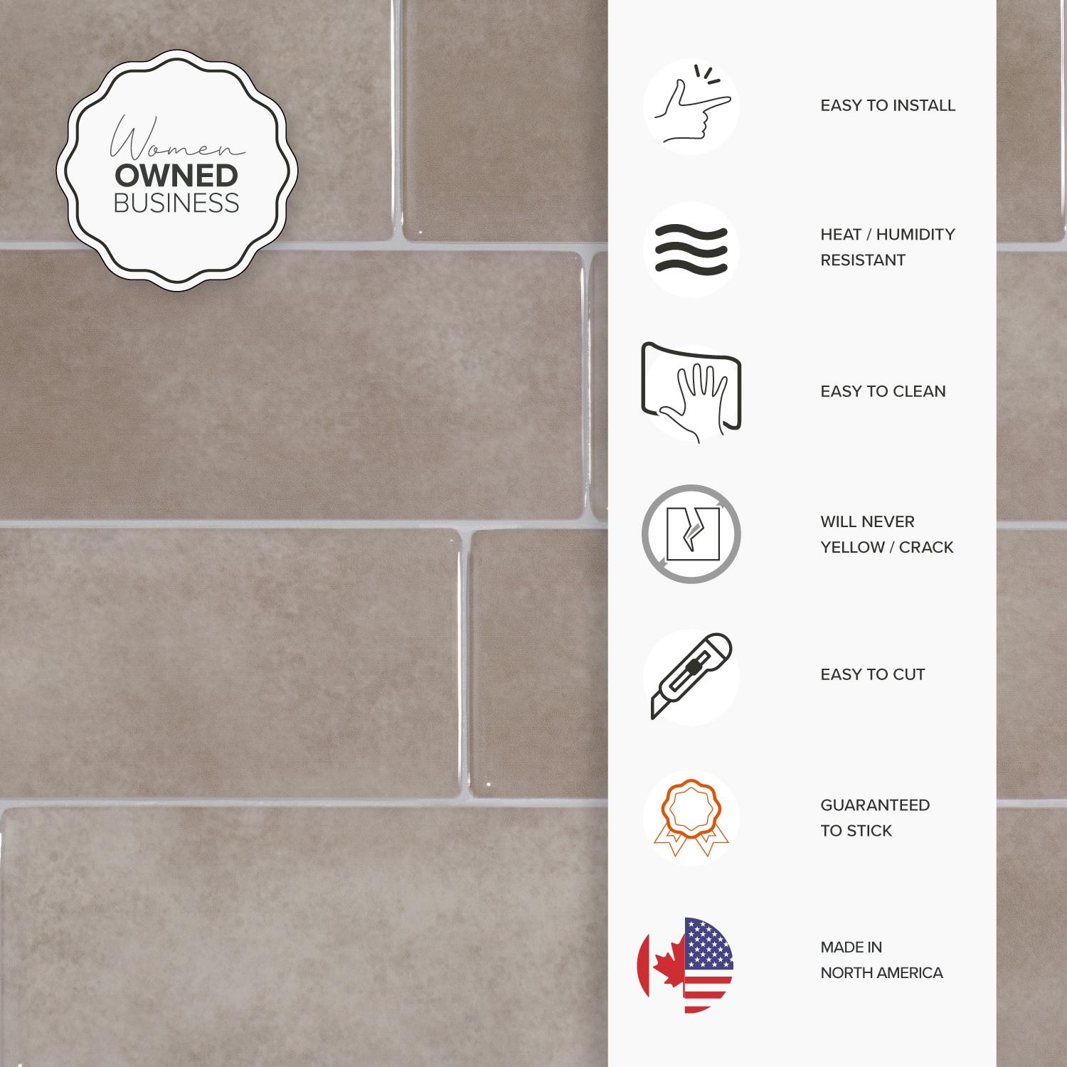 Peel and Stick Gel Backsplash Tile Metro 12'' x 8'' (Set of 4)