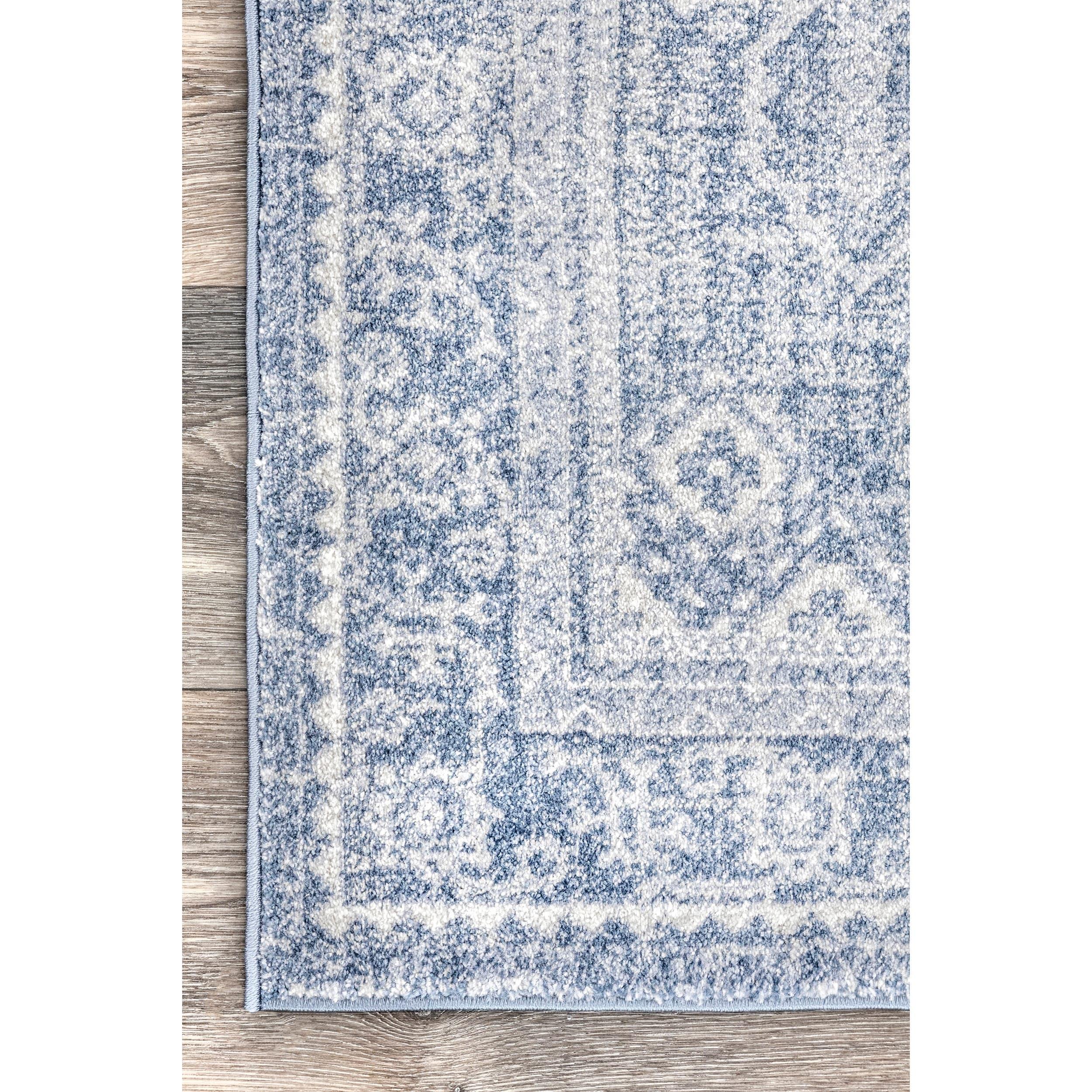 Nuloom Isla Medallion 4x6 Indoor Area Rug for Living Room Bedroom Dining Room Kitchen, Blue/Ivory