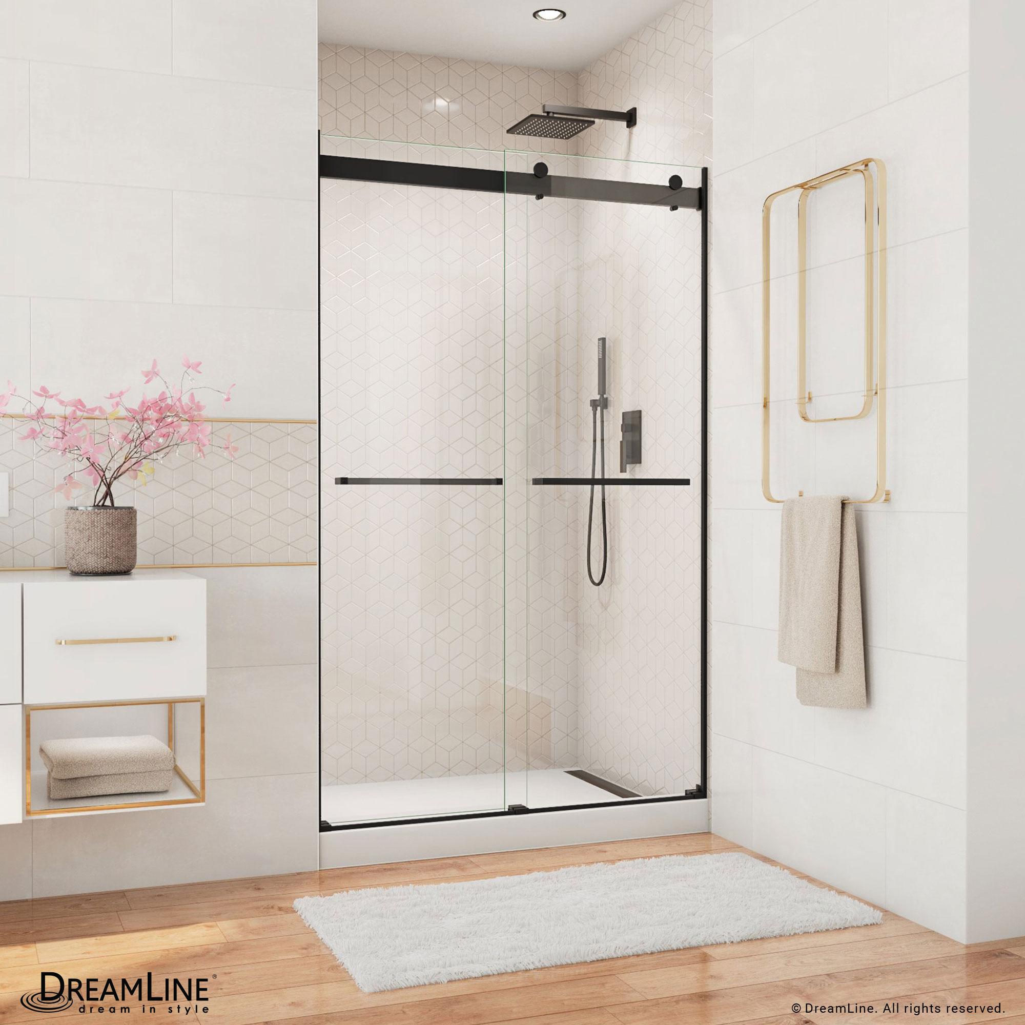 44" - 48" W 76" H Reversible Semi-Frameless Shower Door with ClearMax Technology