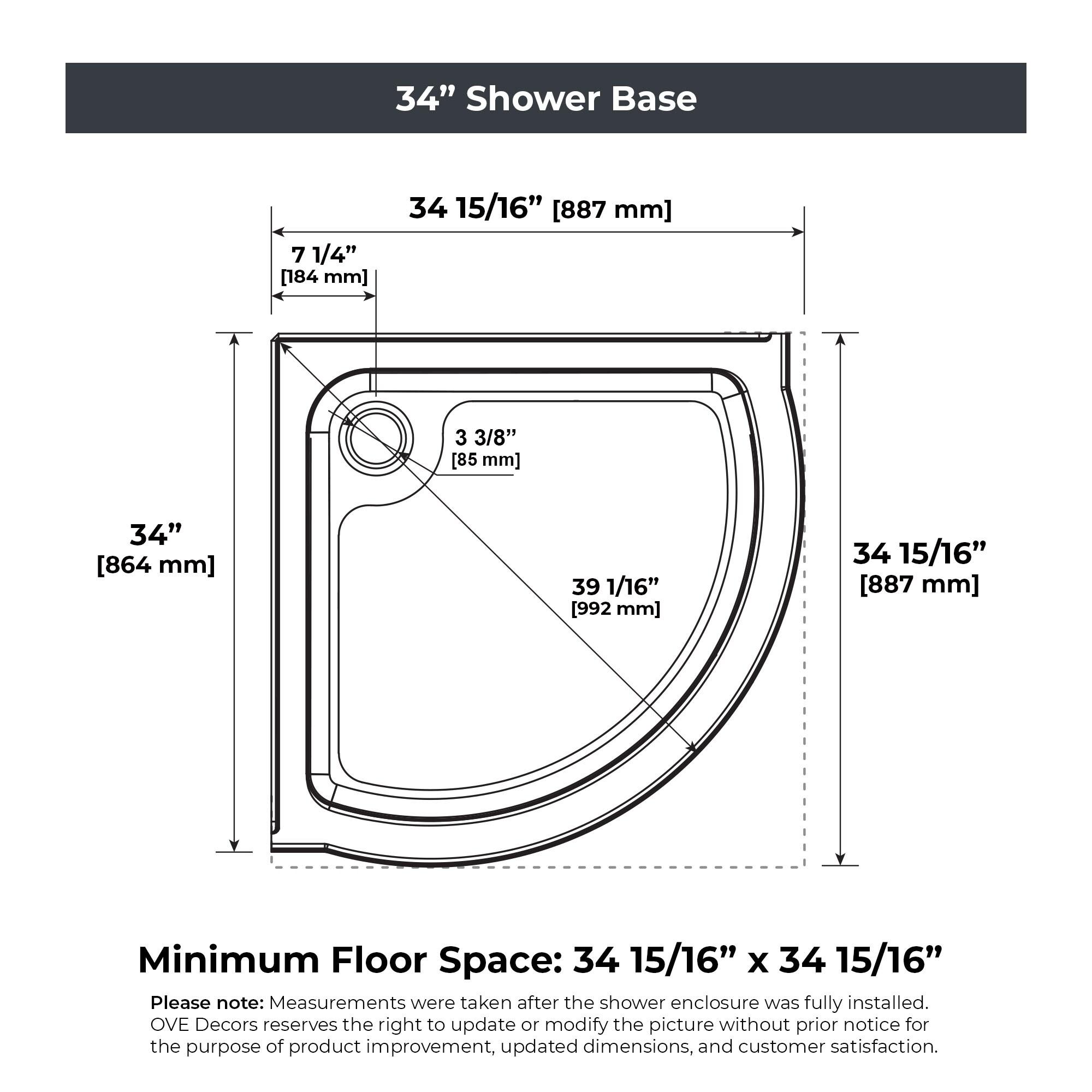 OVE Decors Breeze 35 in. Round Shower Kit w/ Frosted, Base