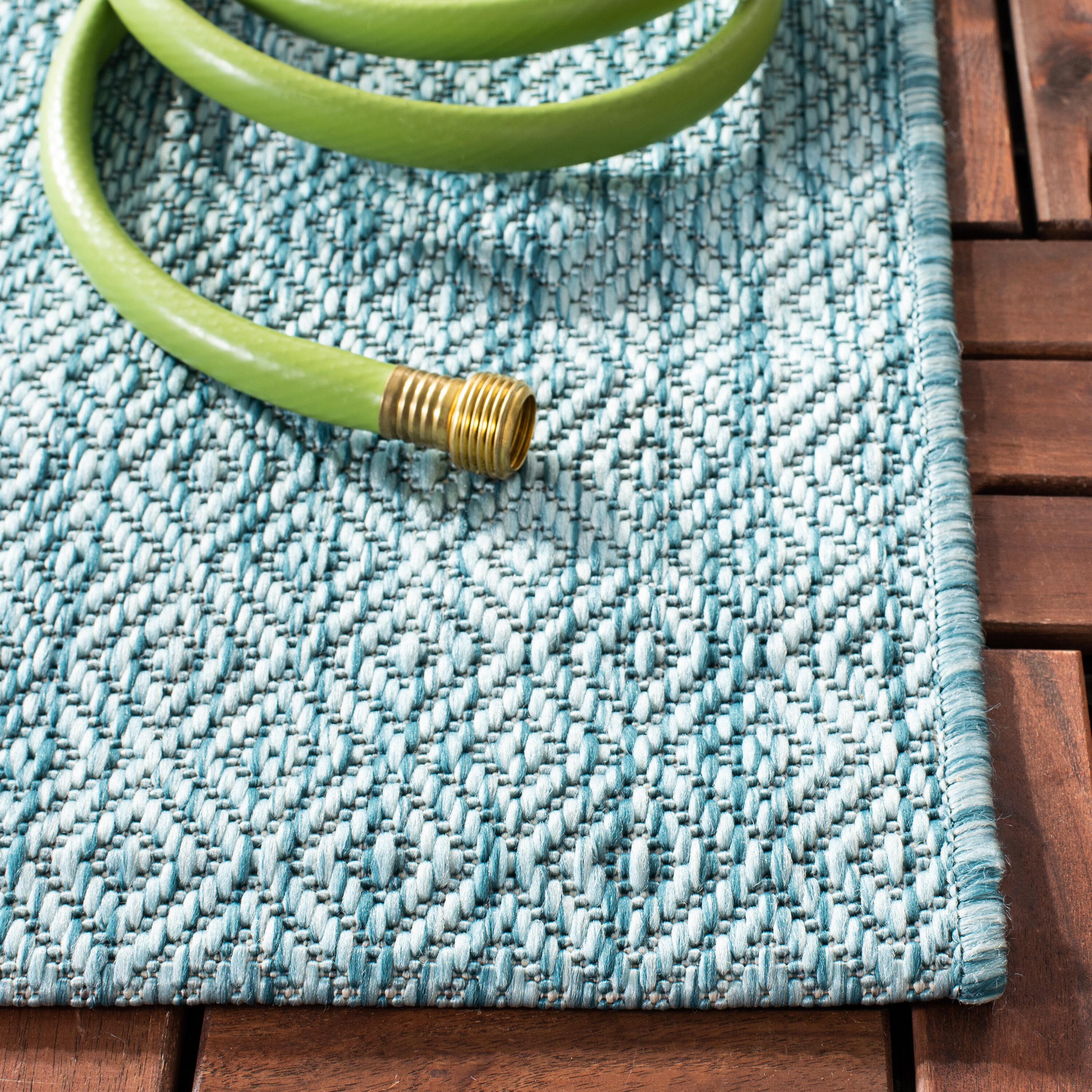 Courtyard CY8520 Power Loomed Indoor and Outdoor Area Rug - Aqua/Aqua - 8'x10' - Safavieh