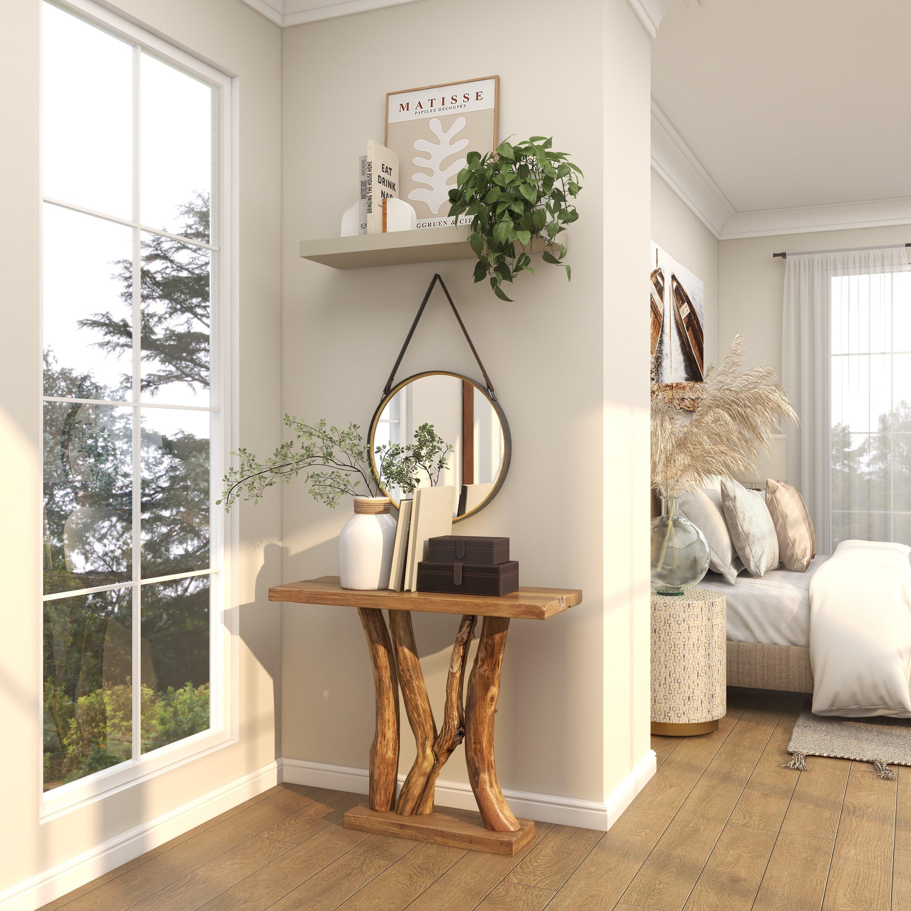 Contemporary Teak Wood Console Table Brown - Olivia & May: Sleek Entryway Furniture, Narrow Design, No Assembly Required