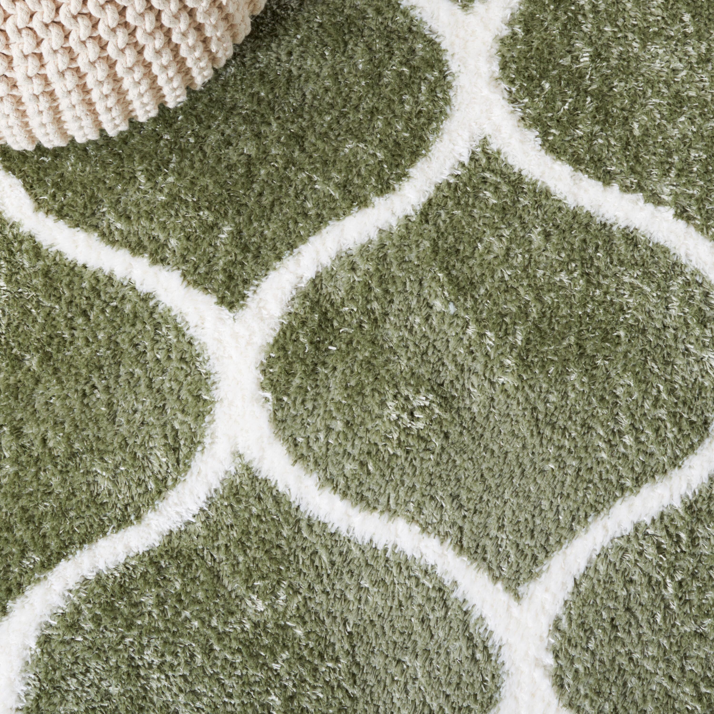 Tahoe Shag THO677 Power Loomed Indoor Runner Rug - Sage/White - 2'x9' - Safavieh