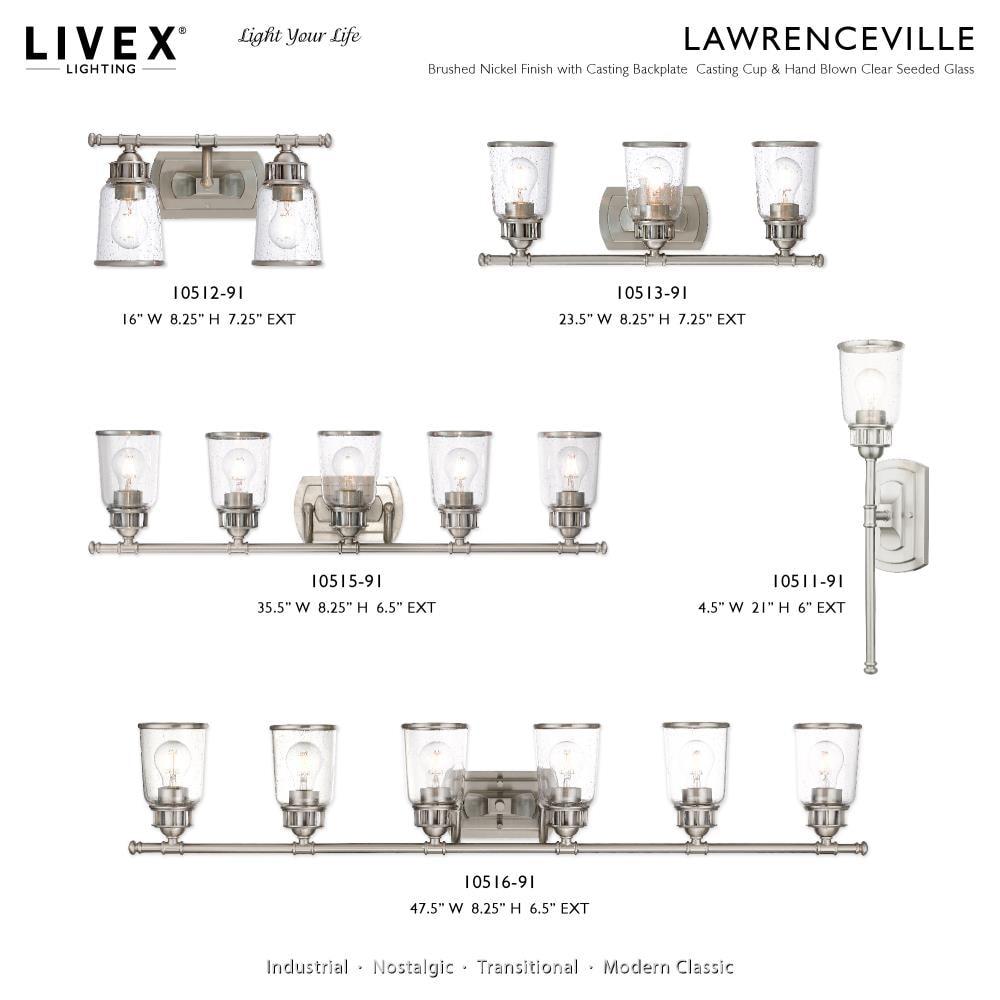 Livex Lighting Lawrenceville 1 - Light Flush Mount in  Brushed Nickel