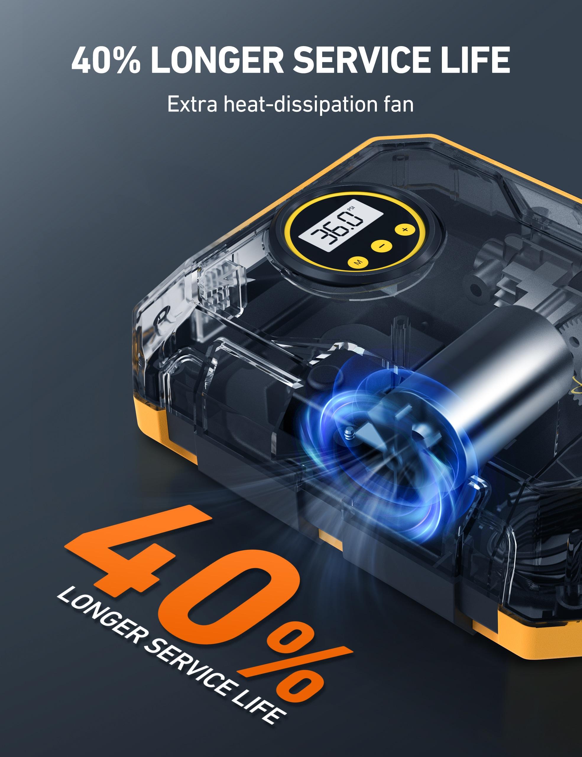 Tire Inflator 100 PSI, Car Tire Air Pump, Portable Air Compressor for Tires, Yellow, for Gift