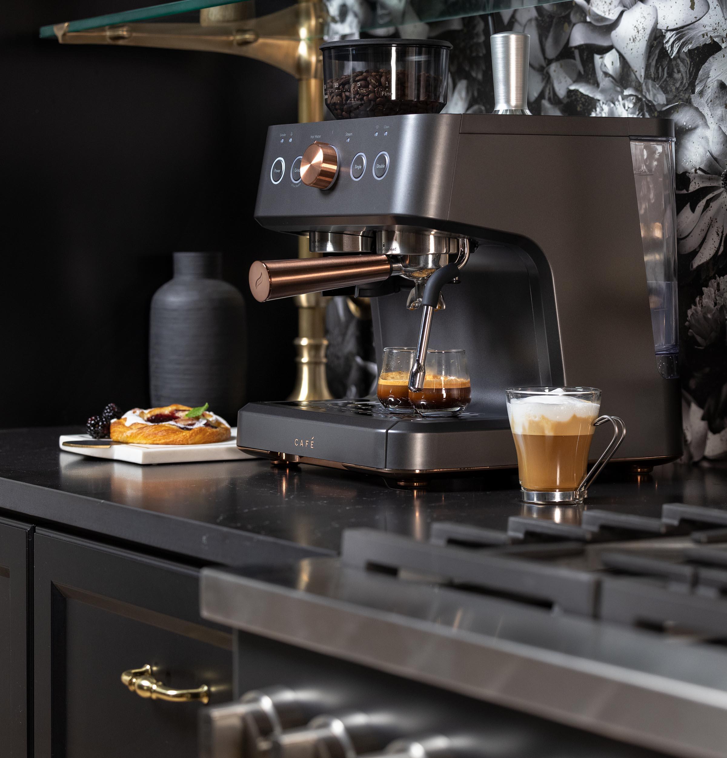 CAFE Bellissimo Semi-Automatic Espresso Machine + Frother Matte Black: GE Appliances, Espresso Maker with Grinder, 2.5L Capacity