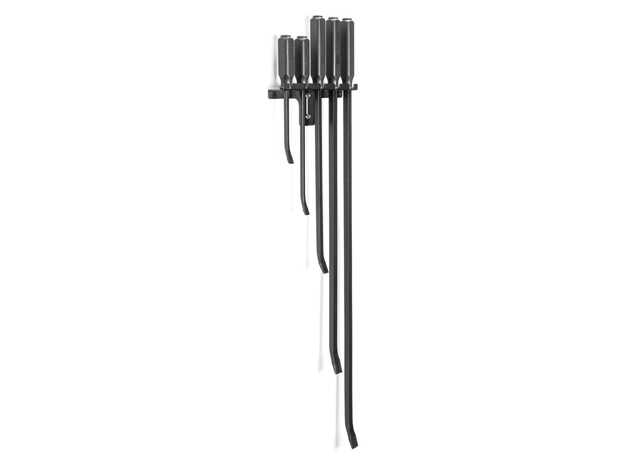 Tekton 5-Piece Black Steel Pry Bar Set with Wall Hanger